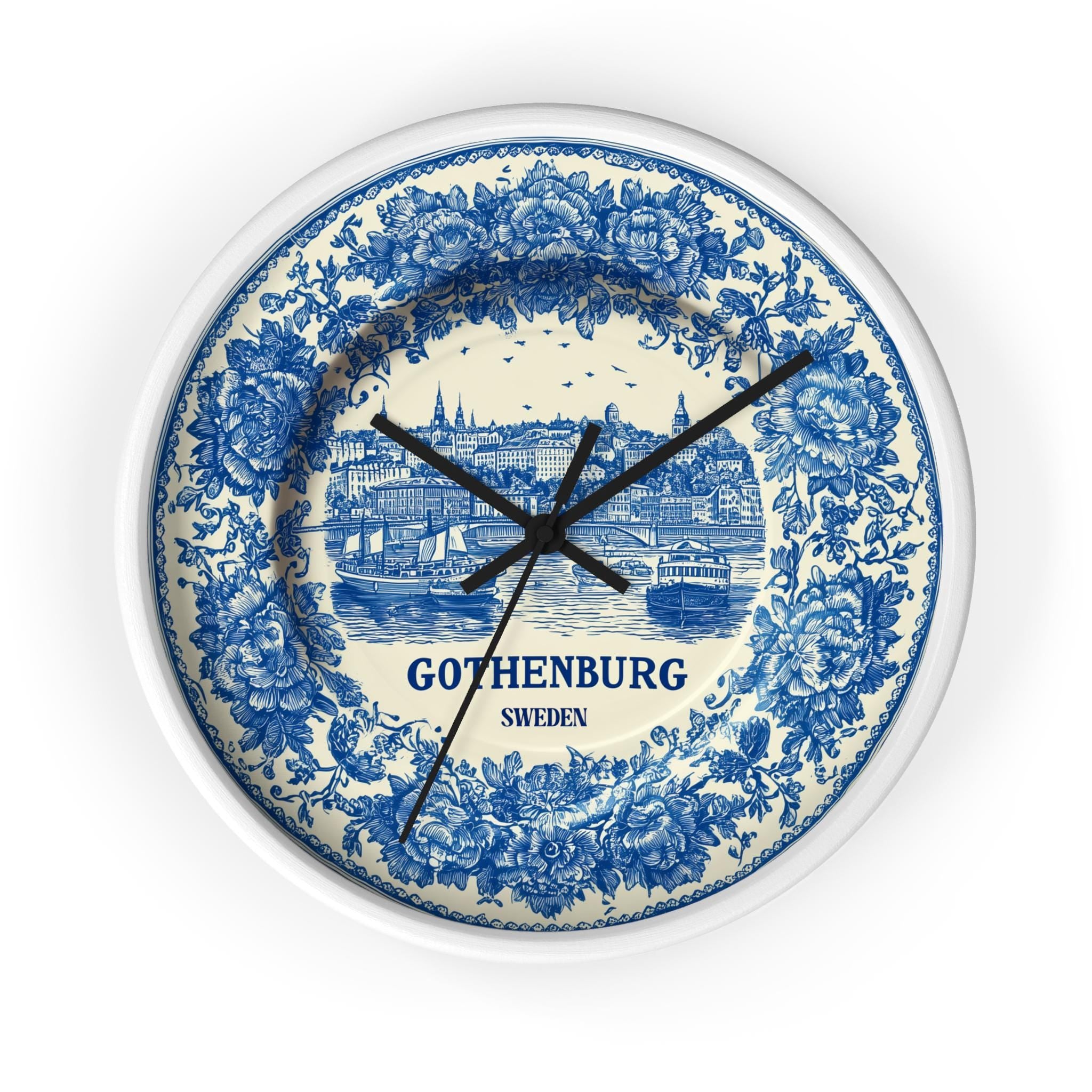 Gothenburg Sweden Wall Clock, Delf style Home Decor, Vintage City Travel Keepsake Art