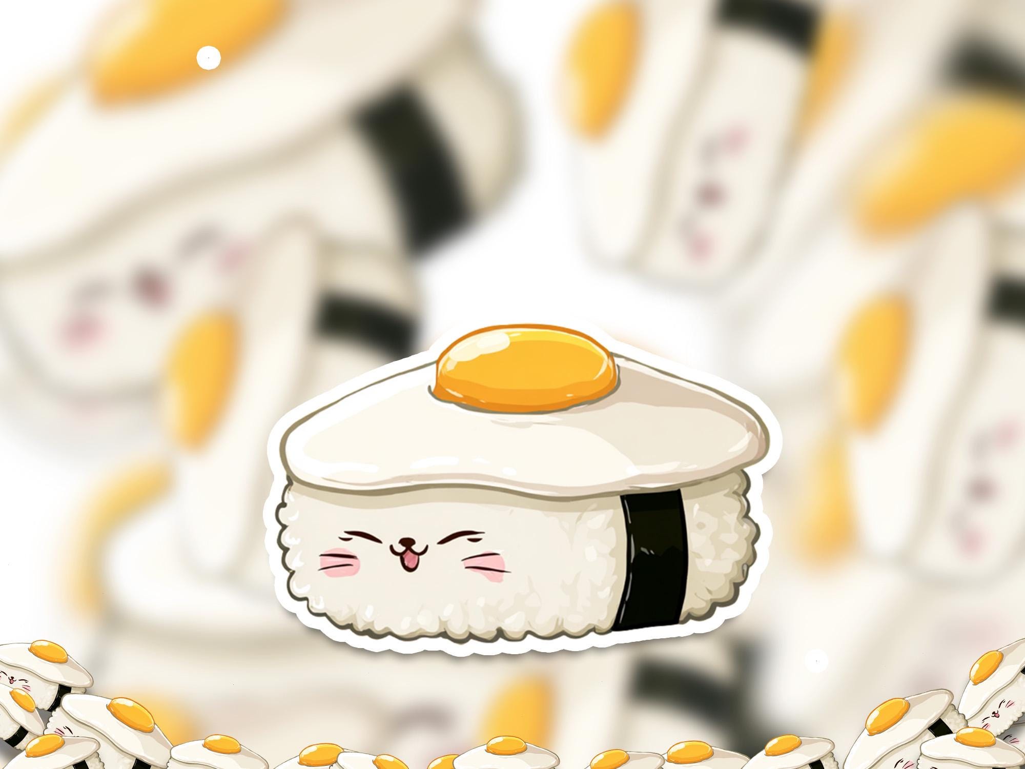 Kawaii Sushi Kiss-Cut Vinyl Decals: Waterproof Laptop Stickers