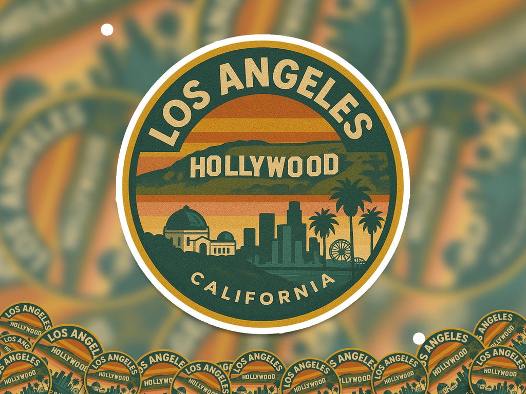 Los Angeles Kiss-Cut Vinyl, California US Waterproof Decal, Retro Travel Lover Collection