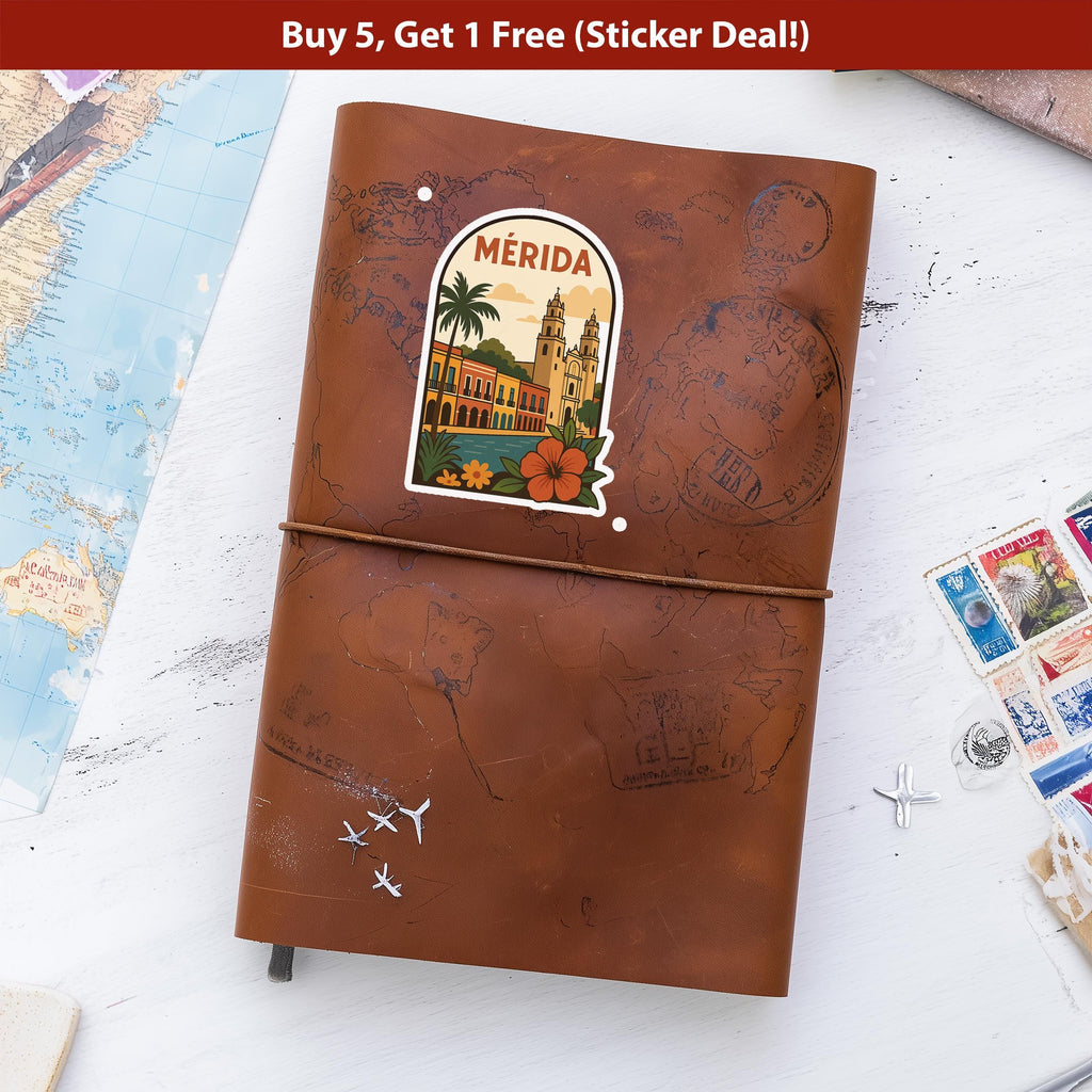 Merida Mexico Sticker, Vintage City Vinyl Decal, Retro Travel Lover Collection, Journal Scrapbook