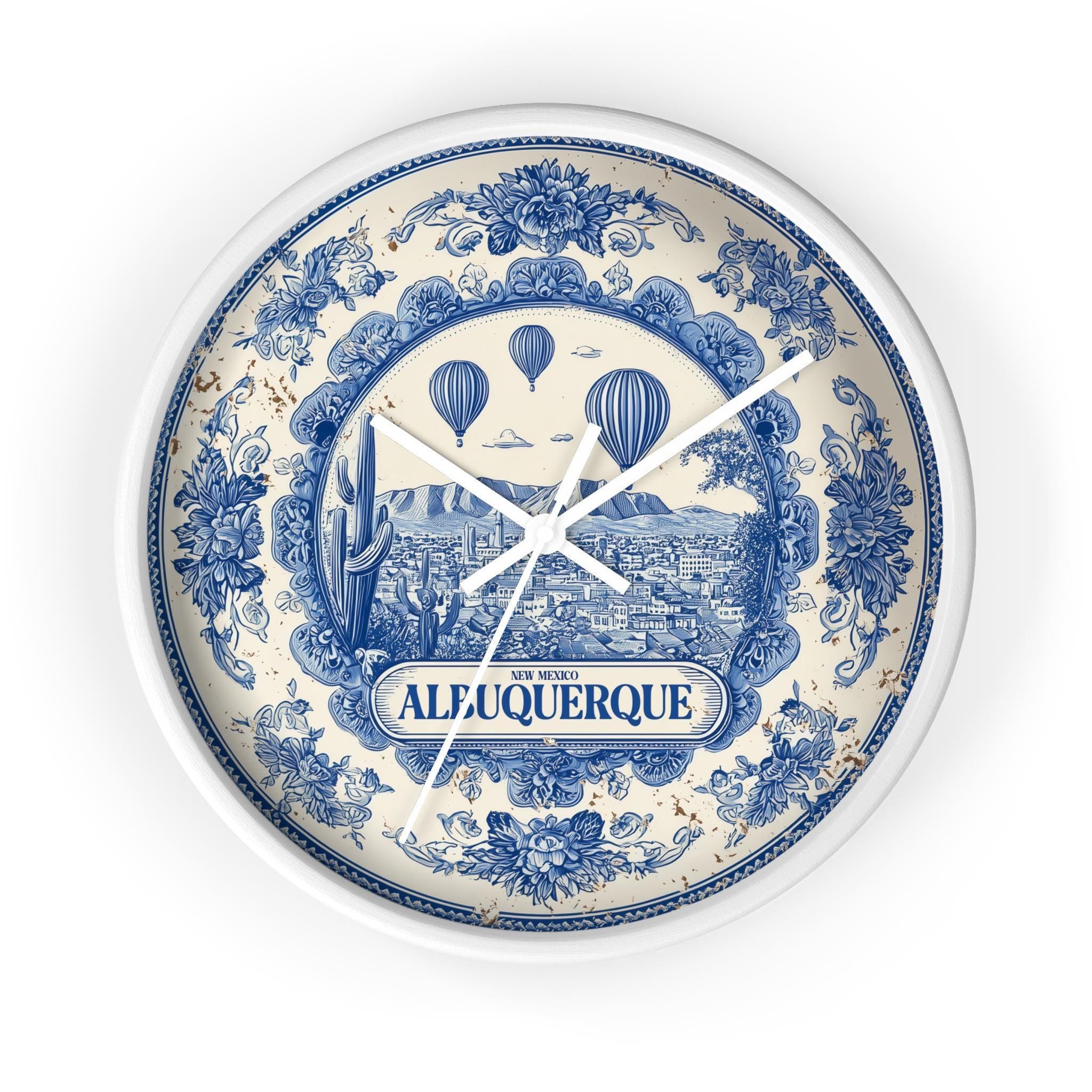 Albuquerque New Mexico Wall Clock, Delf style Home Decor, Vintage City Travel Keepsake Art
