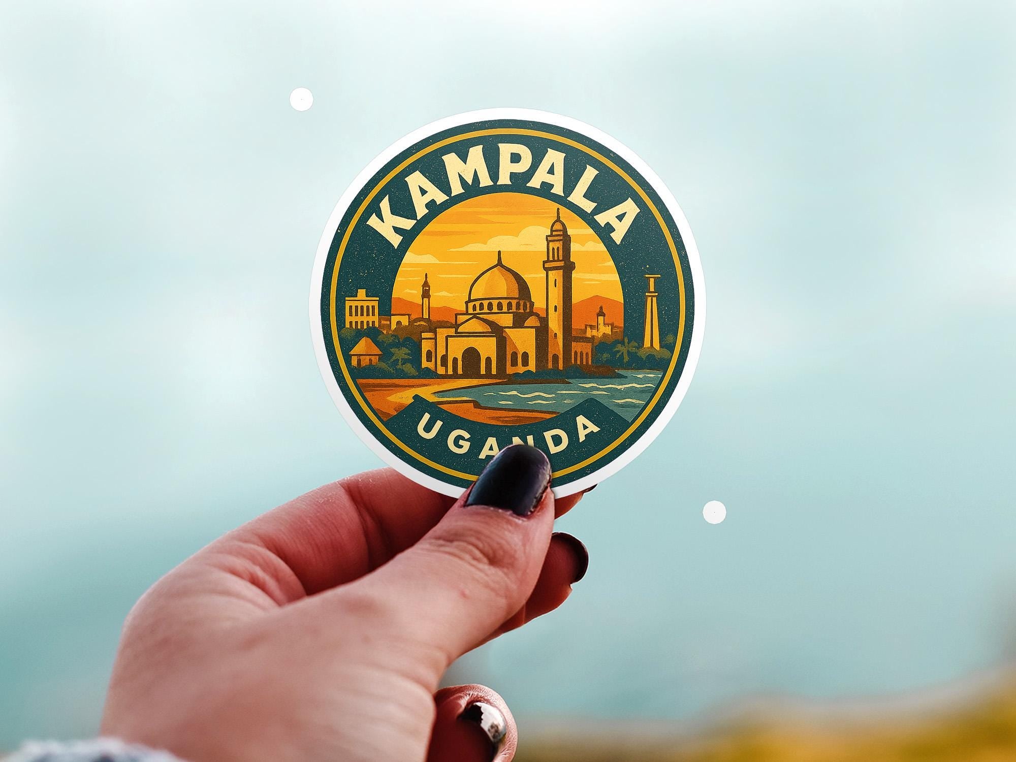 Kampala Uganda Sticker Kiss-Cut Vinyl, Waterproof Decal, Retro Travel Lover Collection