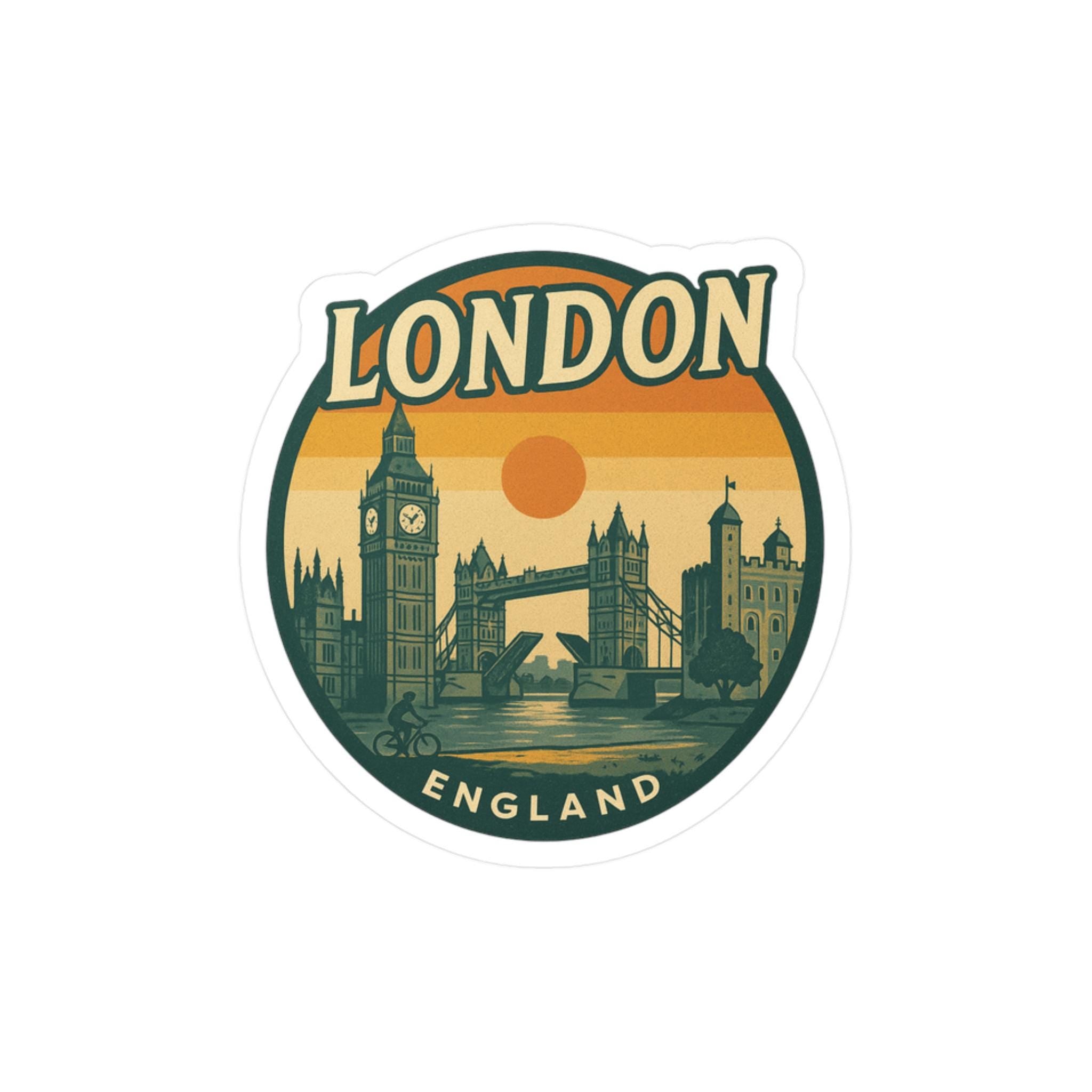 London Vinyl Sticker Decal: Retro Vintage Waterproof England UK Travel Gift