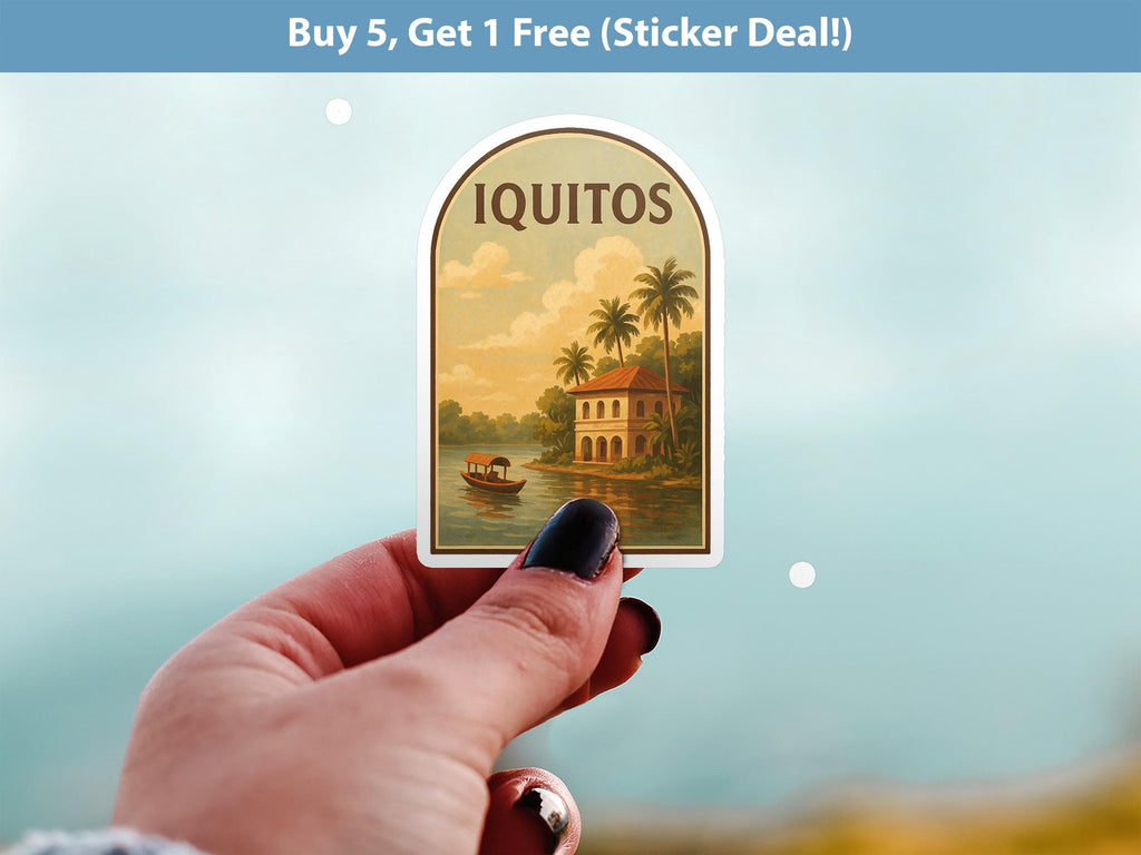 Iquitos Peru Sticker, Vintage City Vinyl Decal, Retro Travel Lover Collection, Journal Scrapbook
