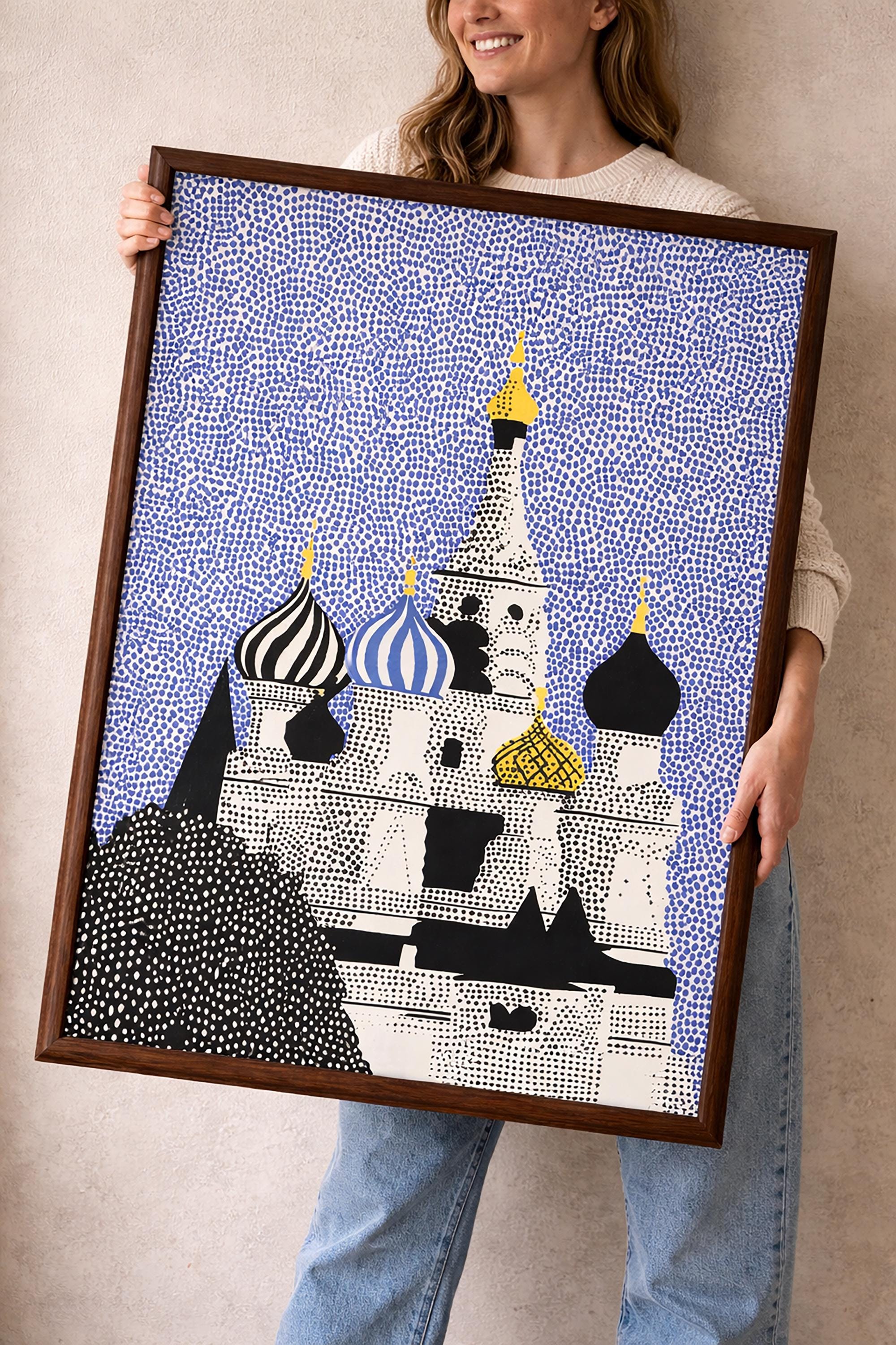 Moscow Wall Art Print, Pop Art St Basil's Cathedral Modern Poster Travel gift Decor
