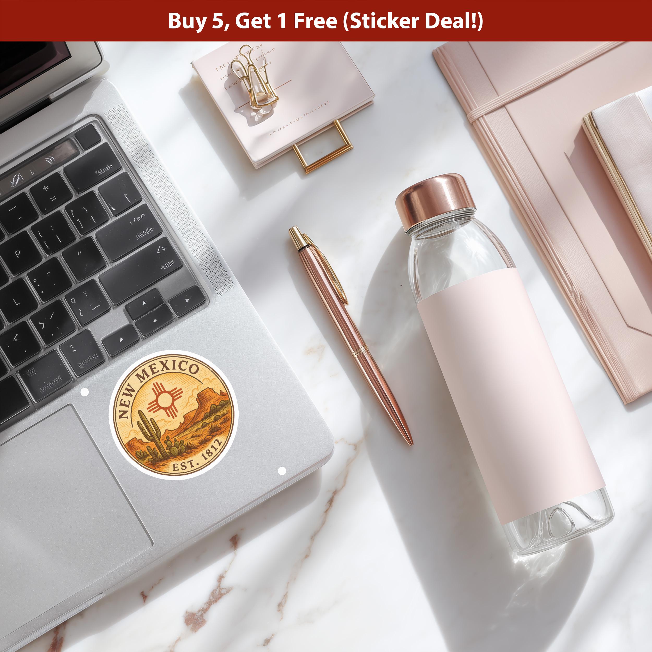 New Mexico Sticker, Vintage US States Retro Decal, Waterproof Retro Travel Collection for Laptop Tumbler