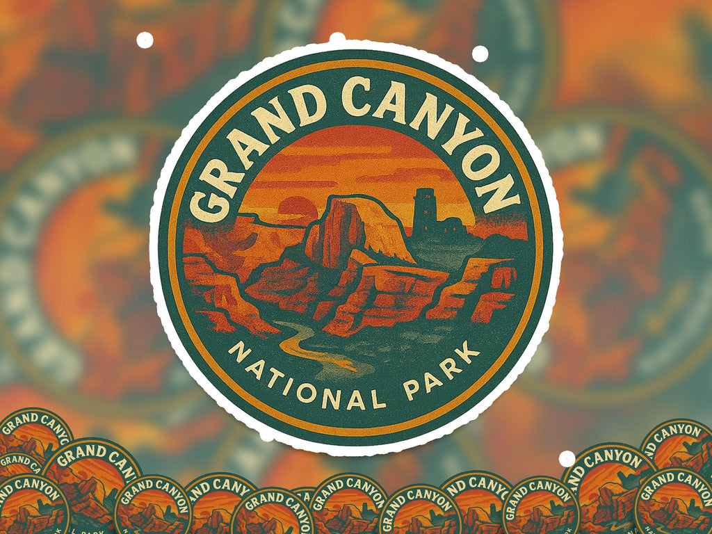 Grand Canyon National Park Sticker Kiss-Cut Vinyl, Waterproof Decal, Retro Travel Lover Collection