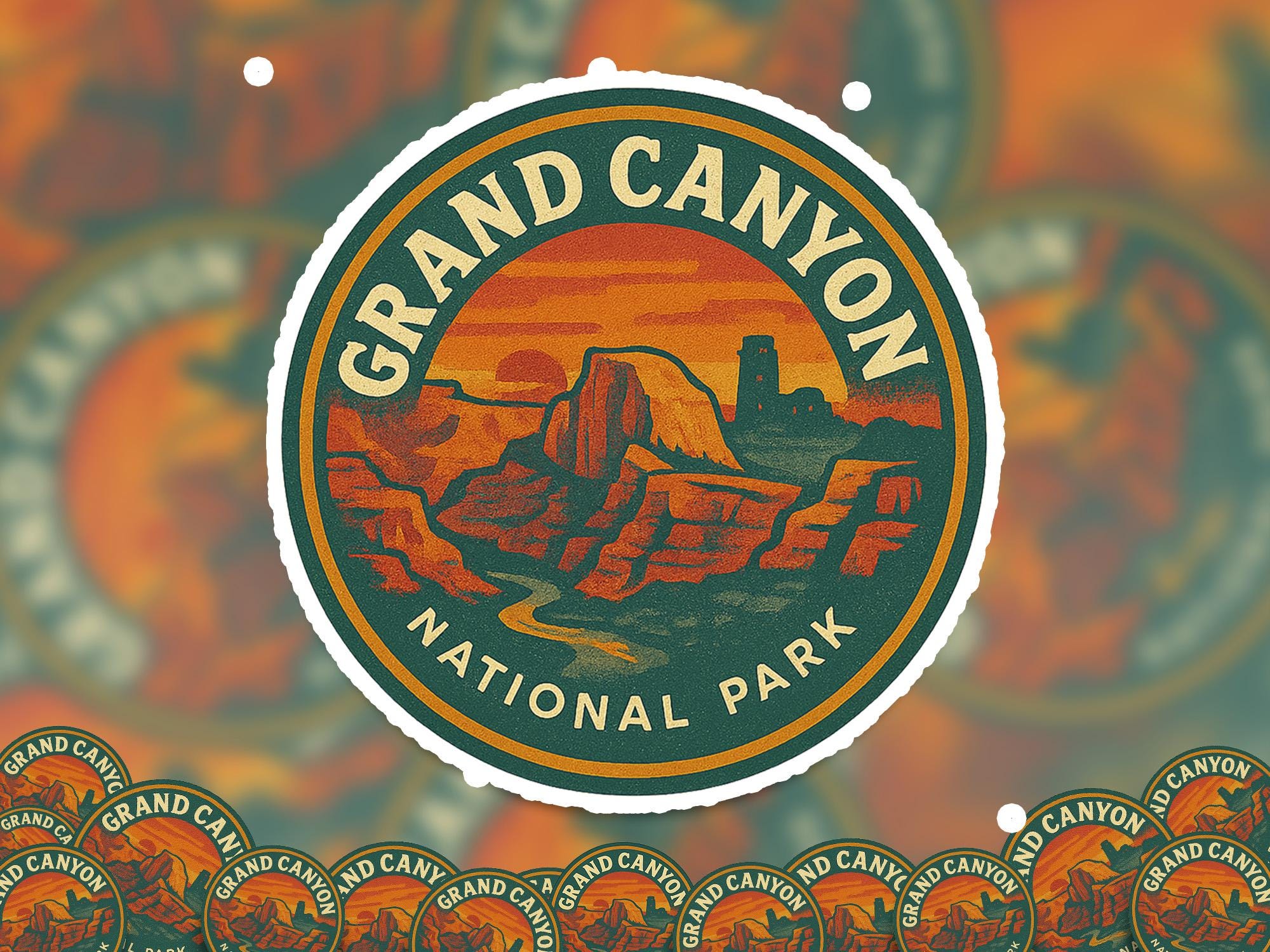 Grand Canyon National Park Sticker Kiss-Cut Vinyl, Waterproof Decal, Retro Travel Lover Collection