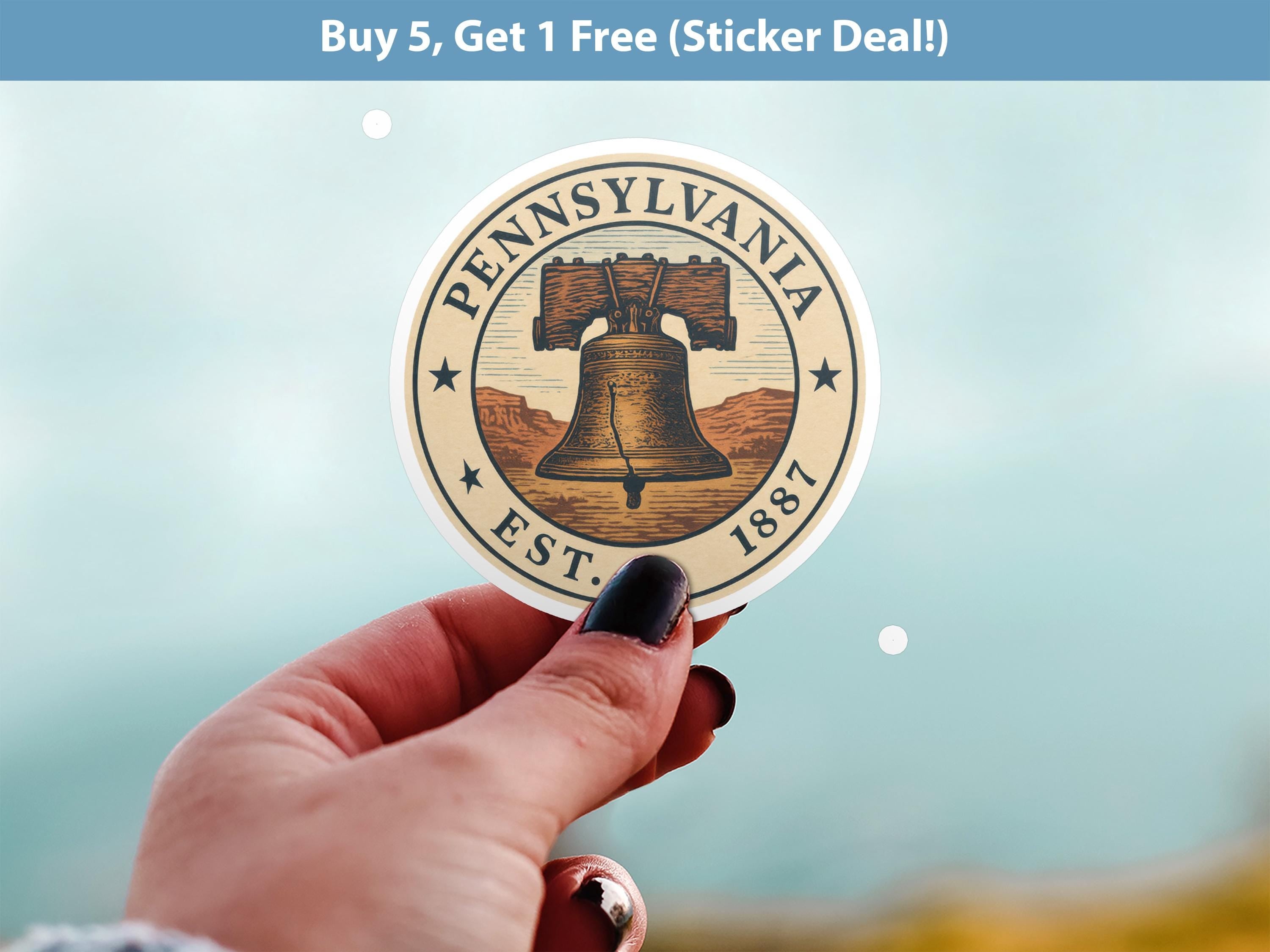 Pennsylvania Sticker, Vintage US States Retro Decal, Waterproof Retro Travel Collection for Laptop Tumbler