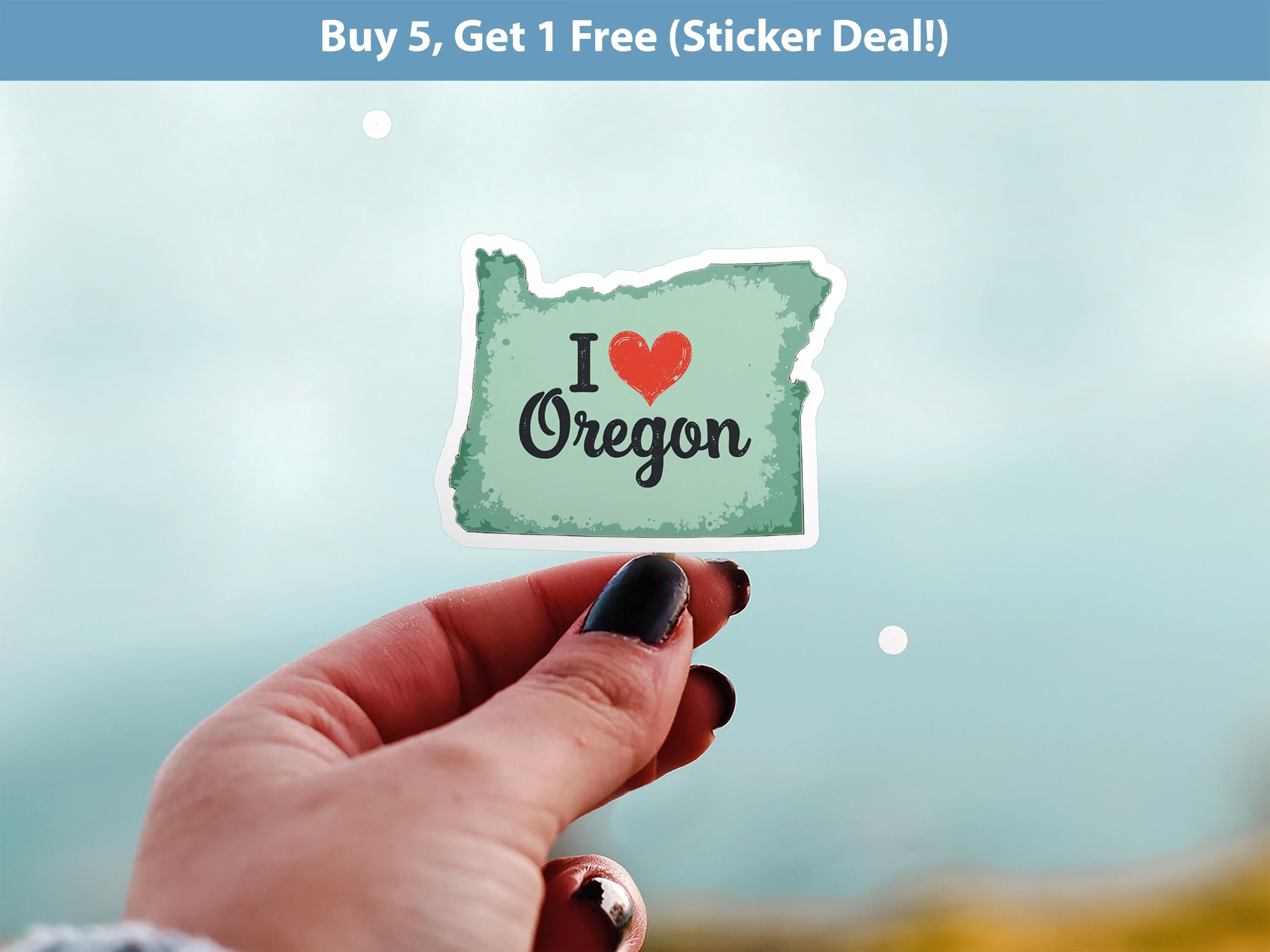 I love Oregon Sticker, Vintage US States Vinyl Decal, Waterproof Decal, Retro Travel Collection