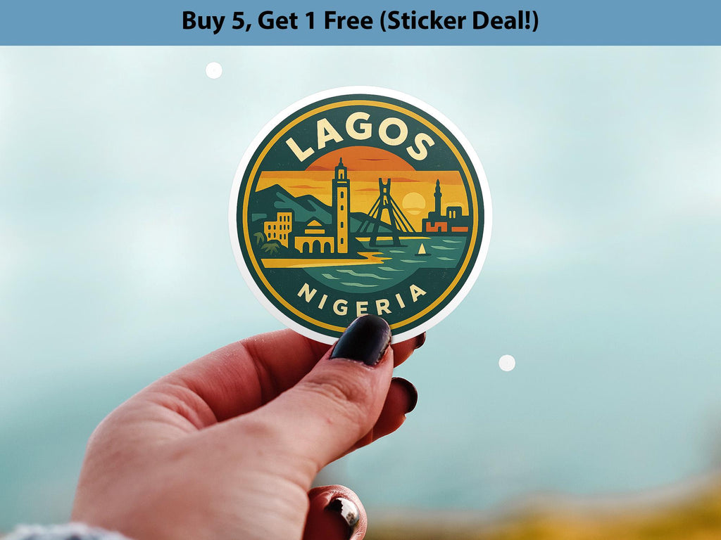 Lagos Nigeria Sticker Kiss-Cut Vinyl, Waterproof Decal, Retro Travel Lover Collection
