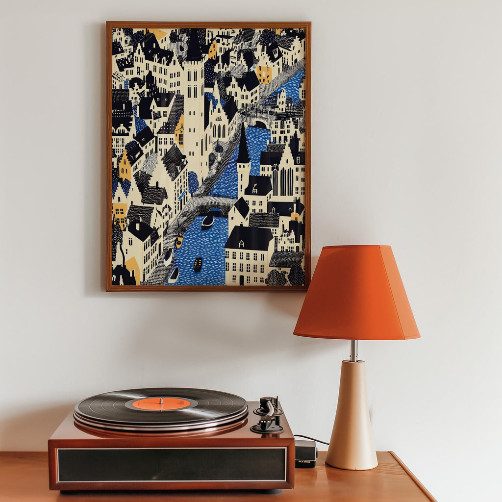 Bruges Belgium Print, Pop Art Modern Wall Art Poster Belgian Travel gift