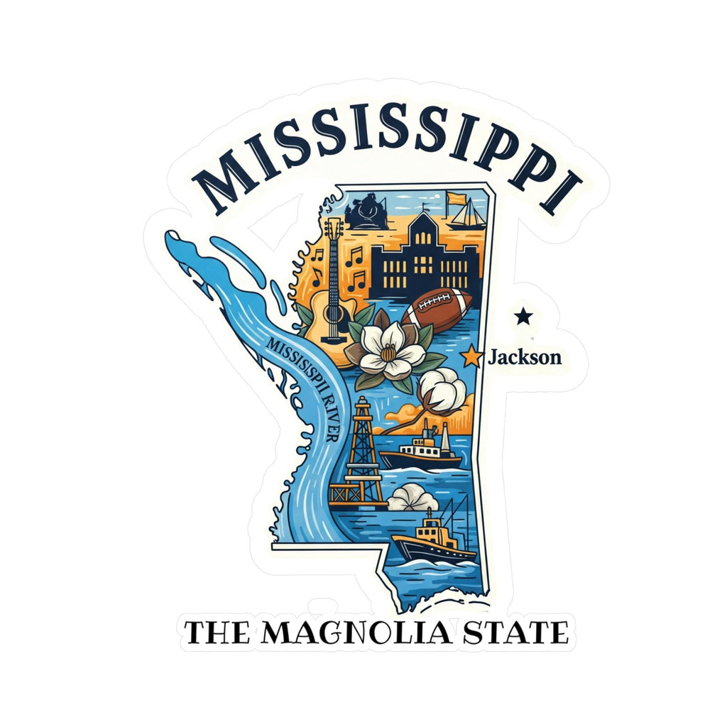 Mississipi State Sticker, USA Kiss-Cut Vinyl, Landmark Waterproof Decal, United States Travel Collection