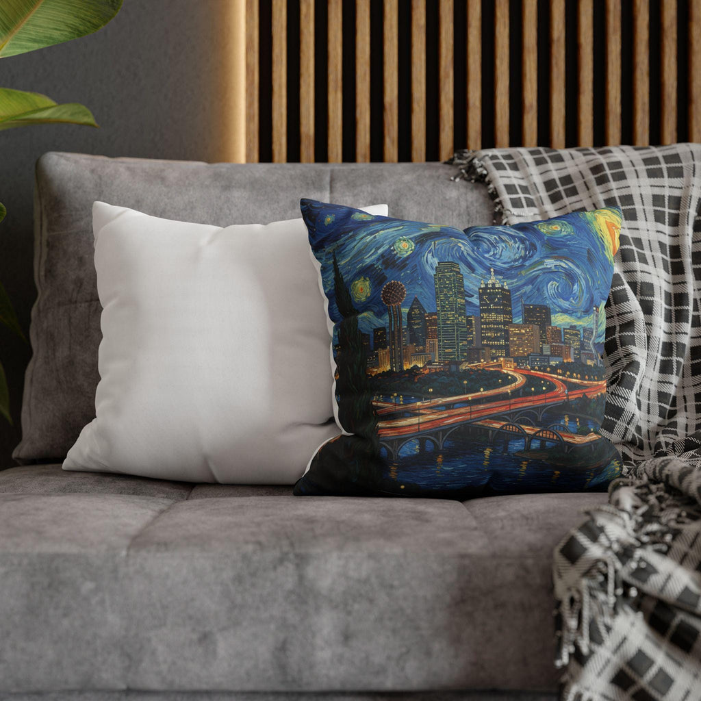 Dallas Texas Pillowcase Starry Night, Van Gogh Throw Pillow Canvas Home Decor Gift