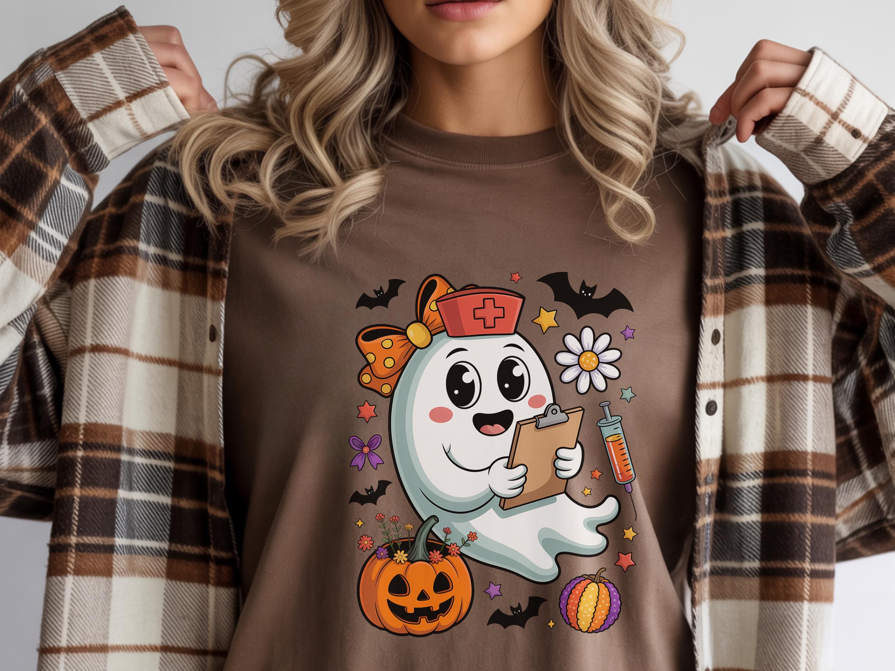 Cute Ghost Nurse Halloween Sweatshirt, Funny RN Top, Boo Boo Crew, Cute Halloween, Fall Nurse Apparel,  Gift for Nurse