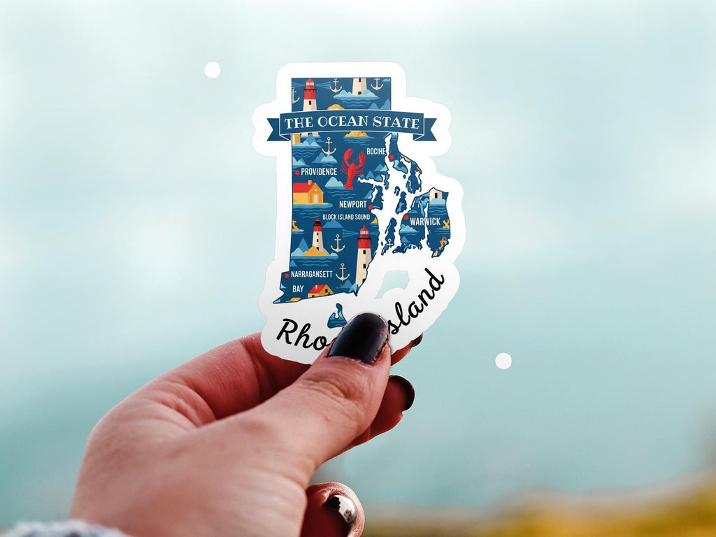 Rhode Island State Sticker, USA Kiss-Cut Vinyl, Landmark Waterproof Decal, United States Travel Collection