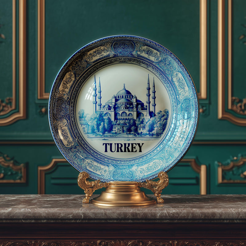 Turkey Decorative Plate, Delft Vintage Home Decor Personalized Gift Travel Housewarming Turkish