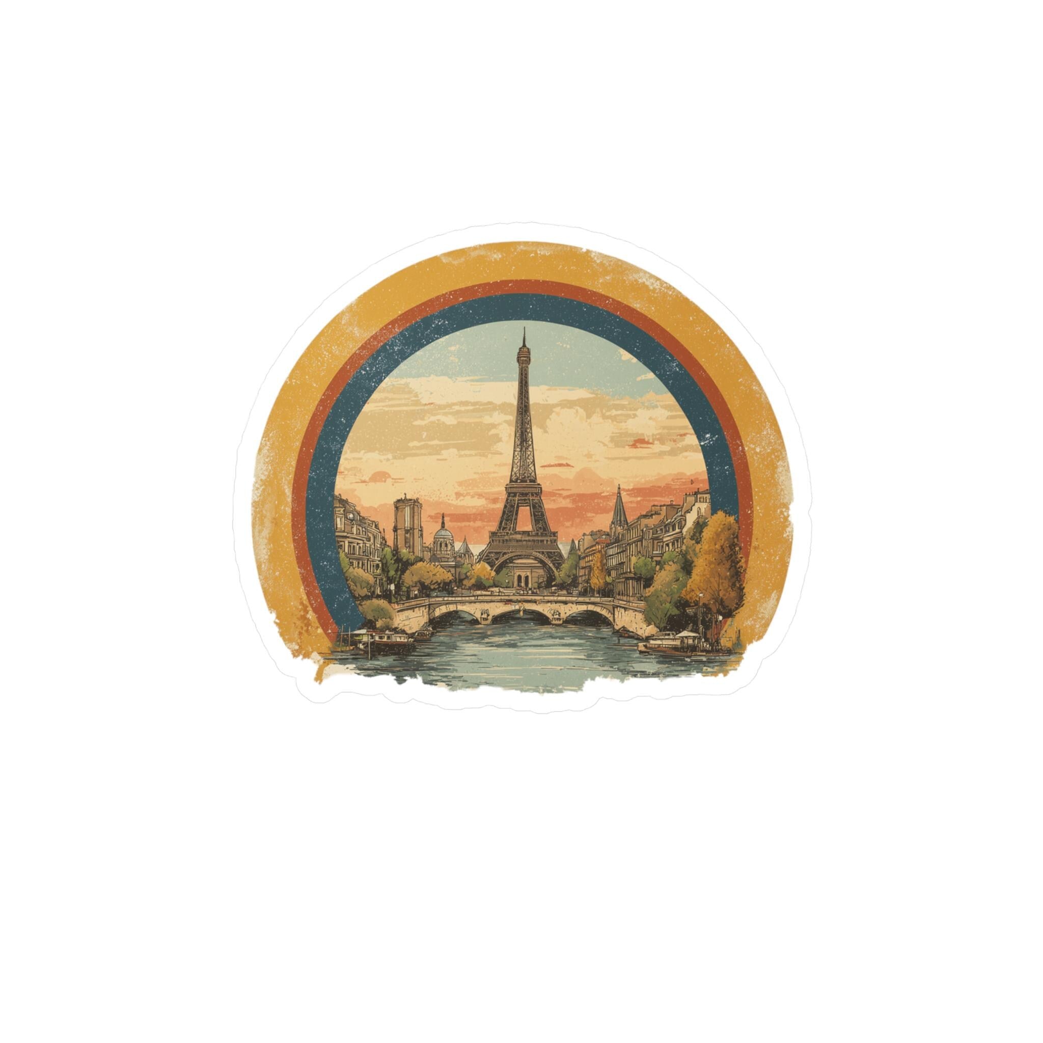 Paris Vintage Watercolor Kiss-Cut Vinyl, Waterproof Decal, Retro Travel Lover Collection