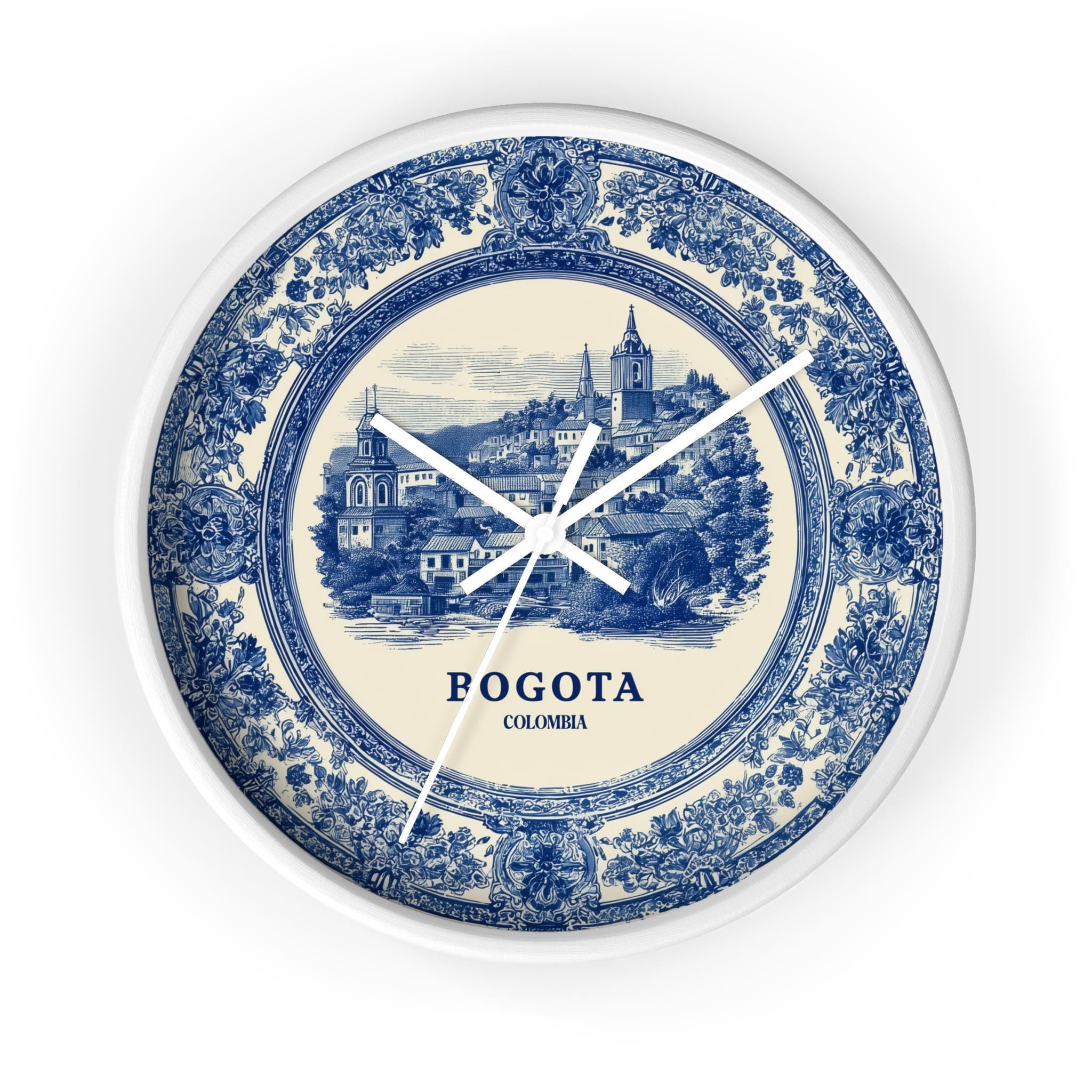 Bogota Colombia Wall Clock, Delf style Home Decor, Vintage City Travel Keepsake Art