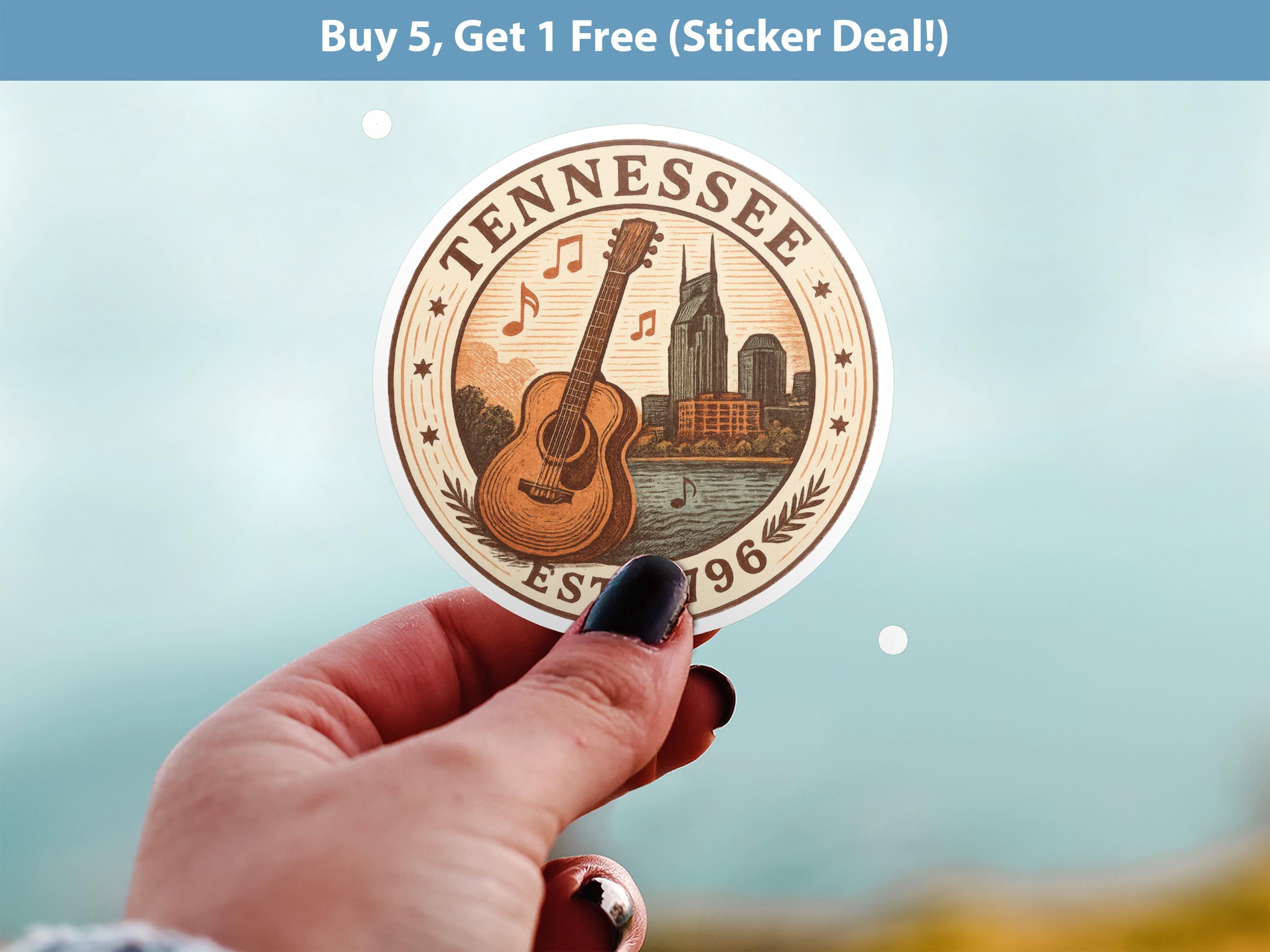 Tennessee Sticker, Vintage US States Retro Decal, Waterproof Retro Travel Collection for Laptop Tumbler