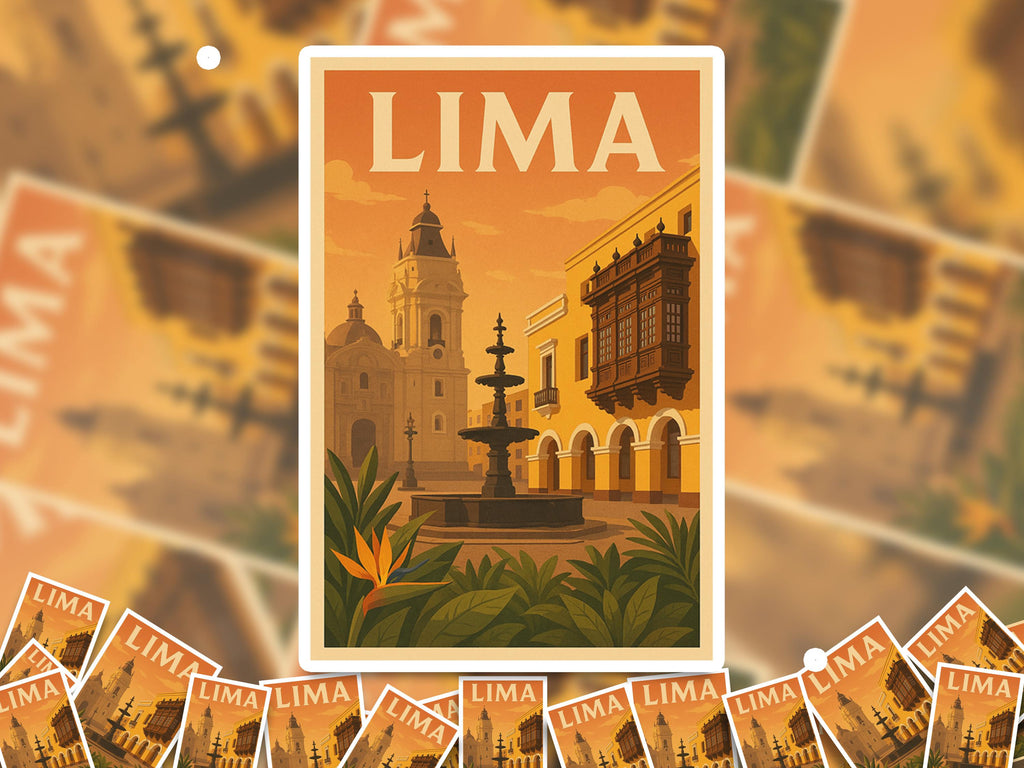 Lima Peru Sticker, Vintage City Vinyl Decal, Retro Travel Lover Collection, Journal Scrapbook