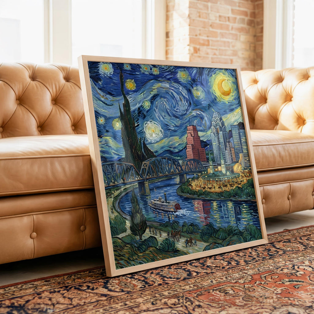 Louisville Kentucky Starry Night Wall Art, Van Gogh Print, Travel Gift Home Decor