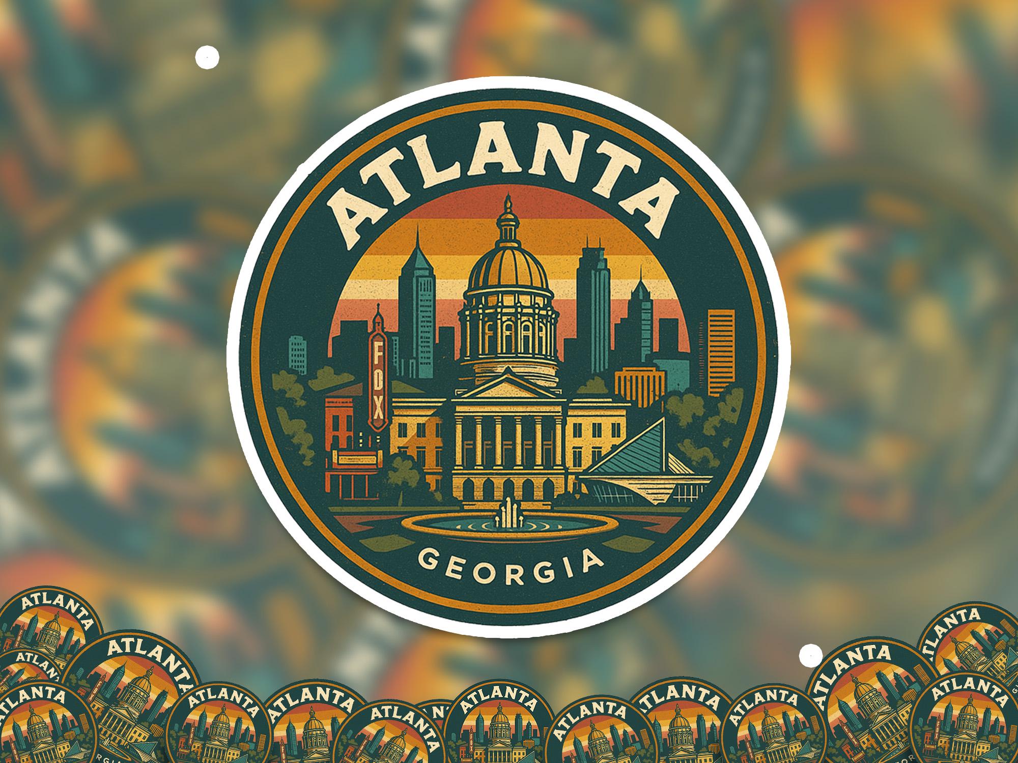 Atlanta Georgia United States Kiss-Cut Vinyl, Waterproof Decal, Retro Travel Lover Collection