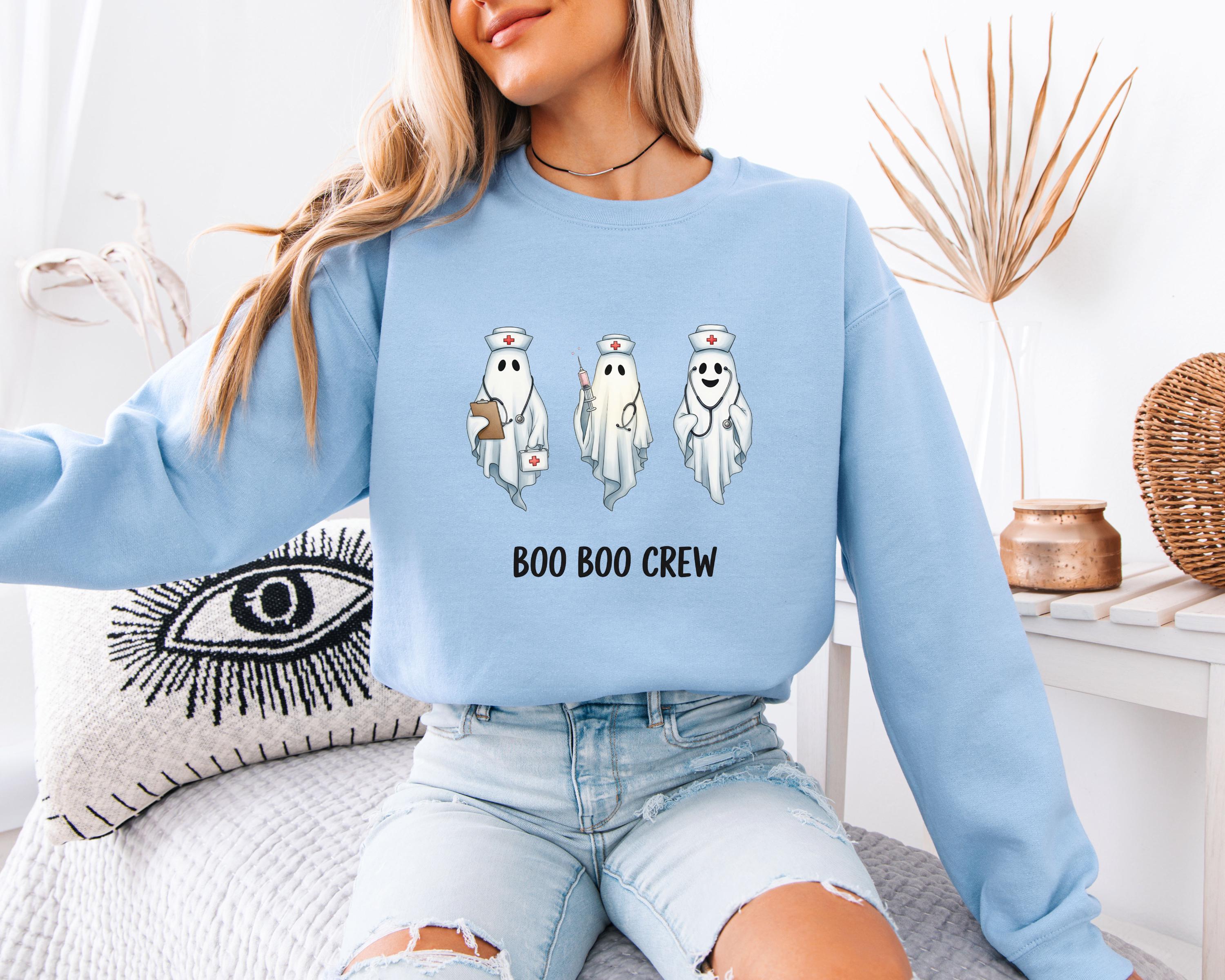 Vintage Boo Boo Crew Nurse Halloween Sweatshirt, Halloween Gift for Nurse Medical Lab, Nurse Spooky , Nurse Halloween Boo Boo Crew