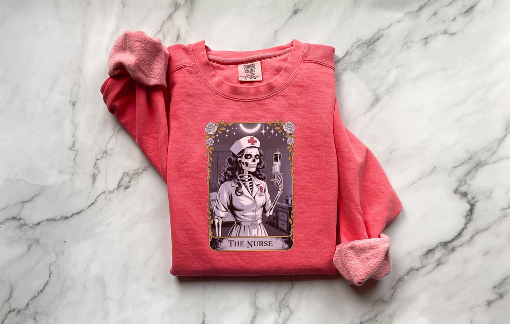 Skeleton Nurse Halloween Sweatshirt: Gothic Spooky RN Medical Outfit