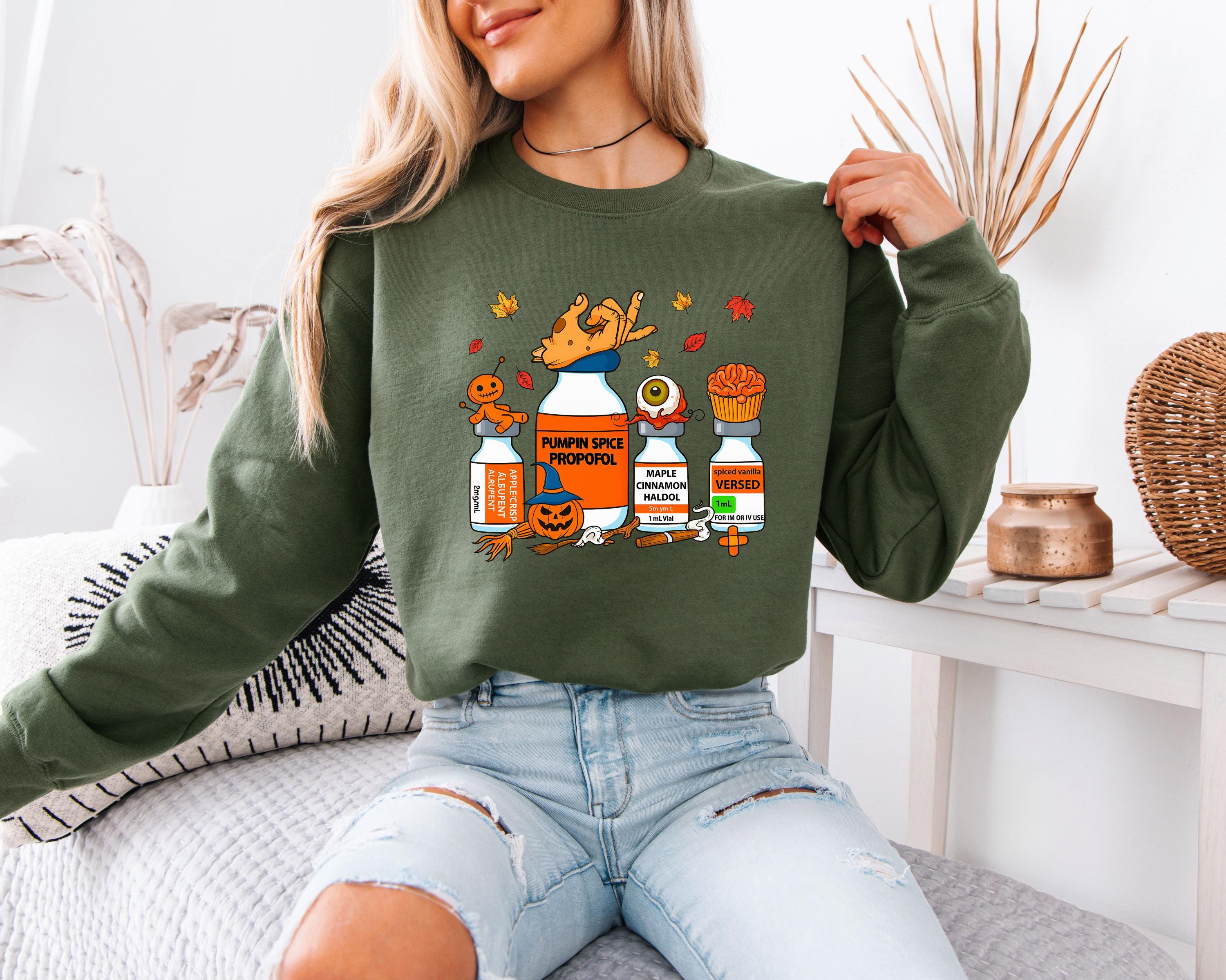 Halloween Nurse Sweatshirt, Gift For Nurse, RN,  Nurse Pills Shirt, Pumpkin Spice Propofol, Spooky Season Nurse Tee