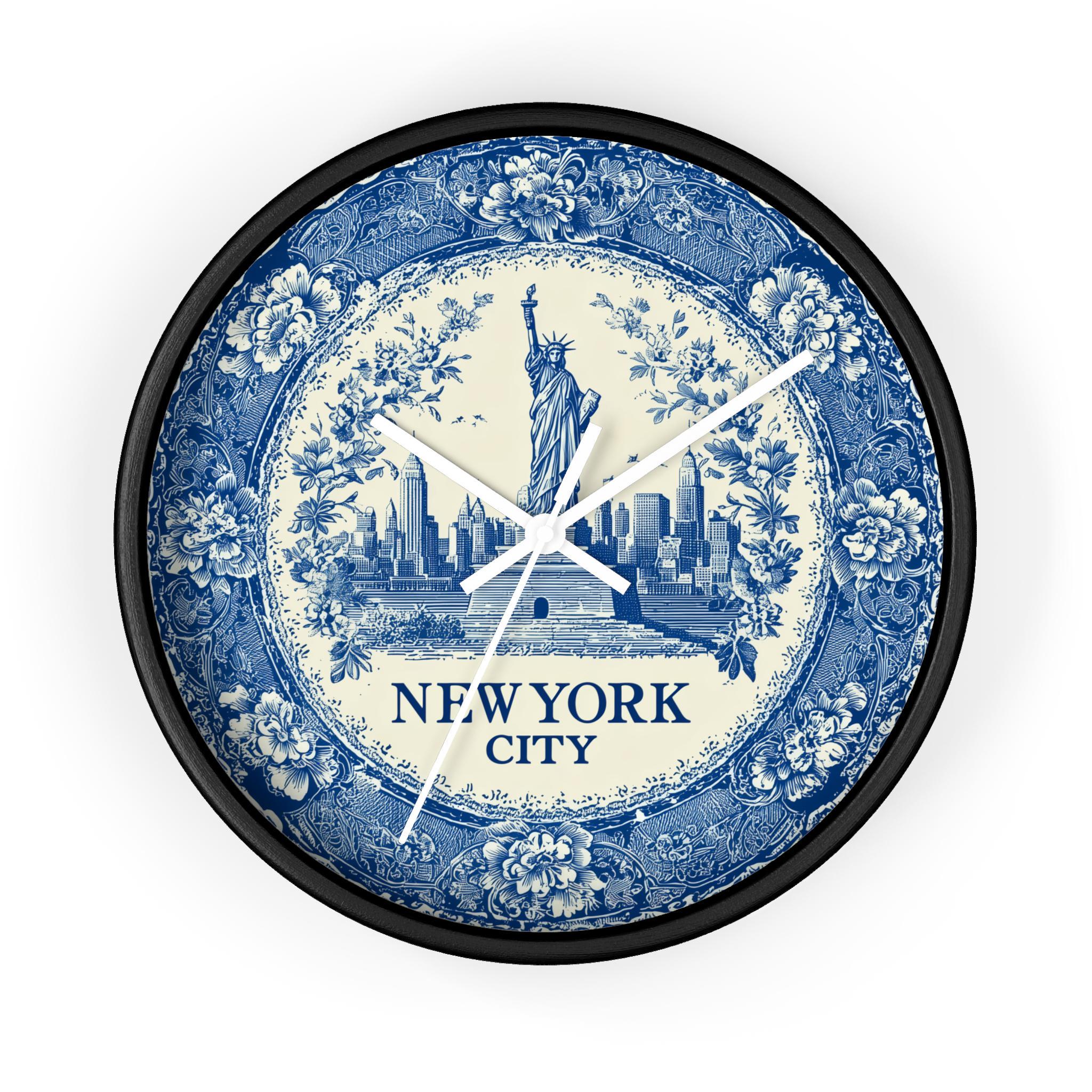 New York City Wall Clock, Delf style Home Decor, Vintage City Travel Keepsake Art