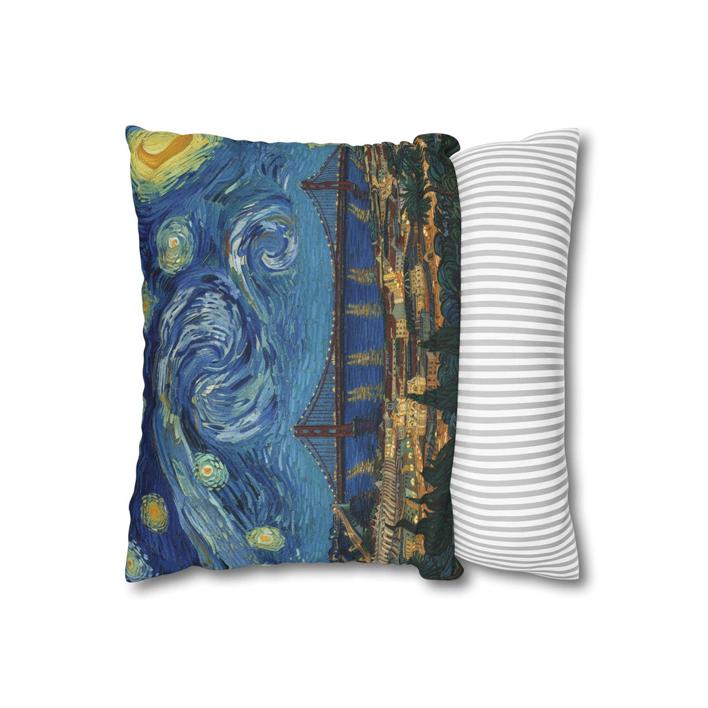 Lisbon Portugal Pillowcase Starry Night, Van Gogh Throw Pillow Canvas Home Decor Gift