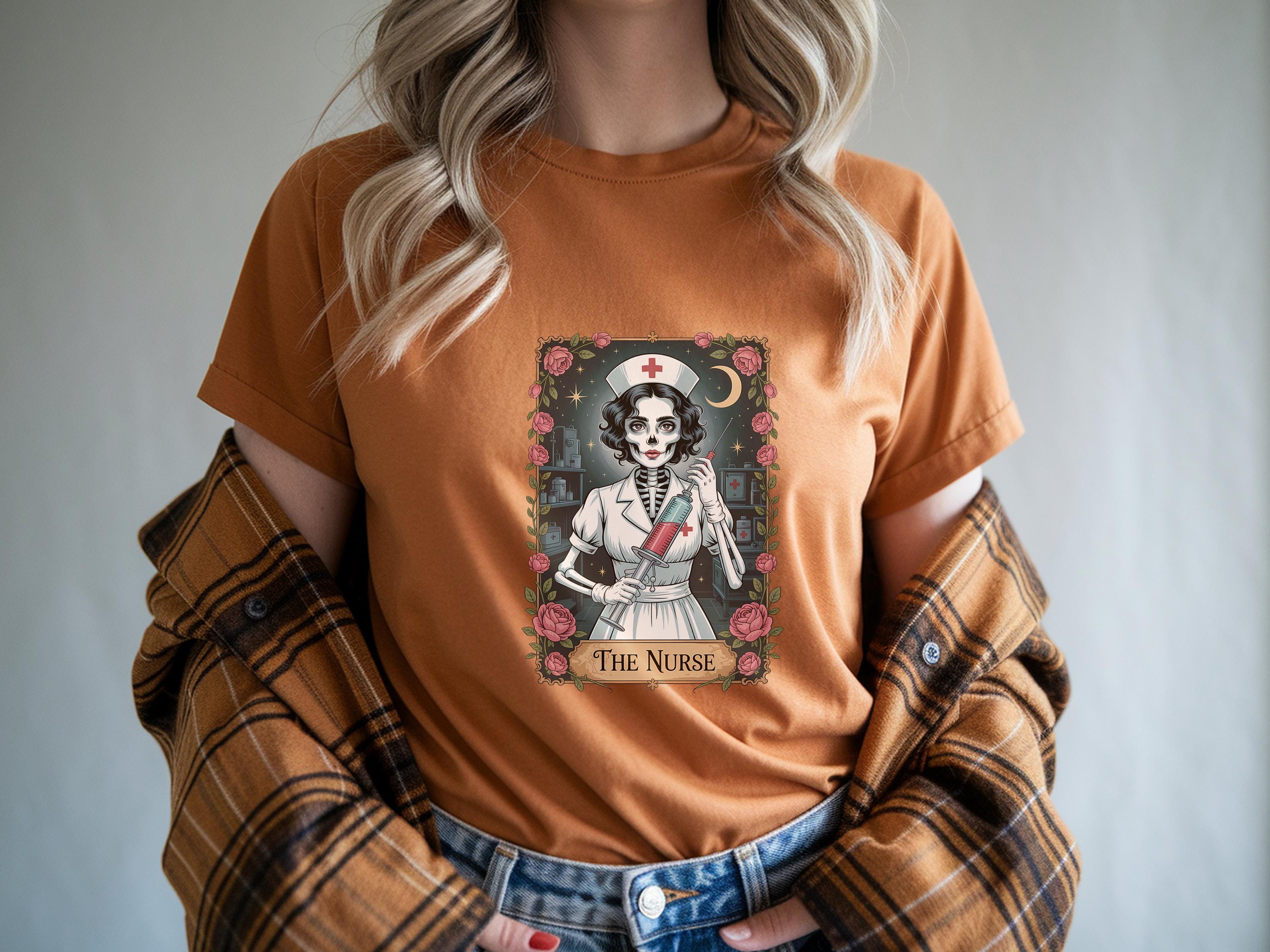 Nurse Skeleton Halloween Tshirt: Gothic Spooky RN Sweatshirt & Hoodie