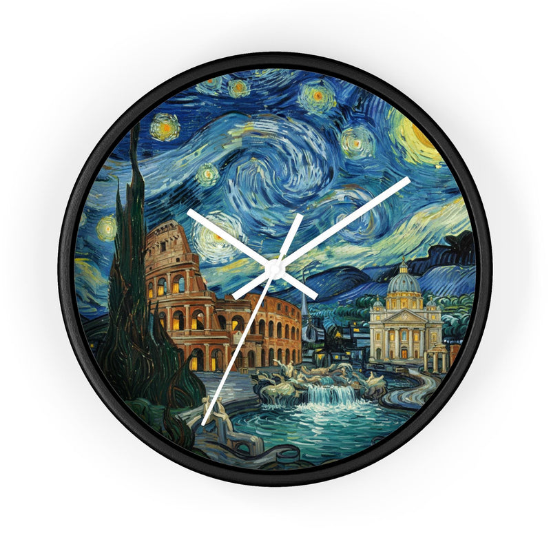 Rome Italy Wall Clock Vintage Van Gogh Starry Night Home Gift