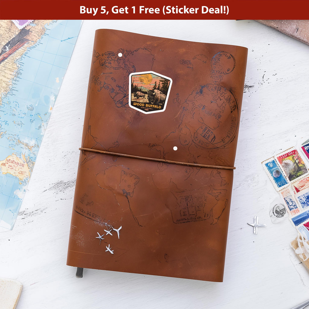 Wood Buffalo National Park Sticker, Vinyl Canada Alberta Northwest Territories, Retro Water Bottle Decal Hiking