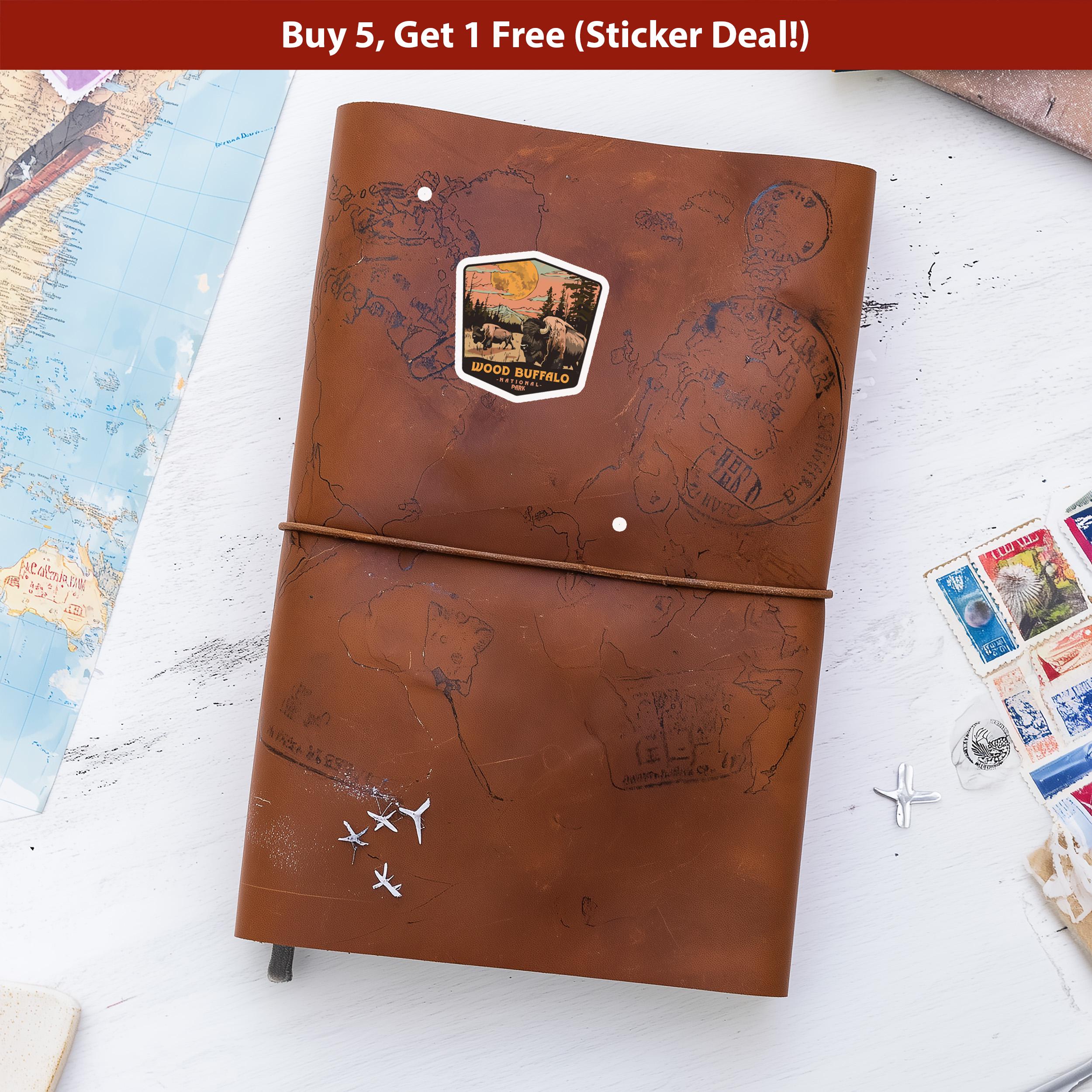 Wood Buffalo National Park Sticker, Vinyl Canada Alberta Northwest Territories, Retro Water Bottle Decal Hiking