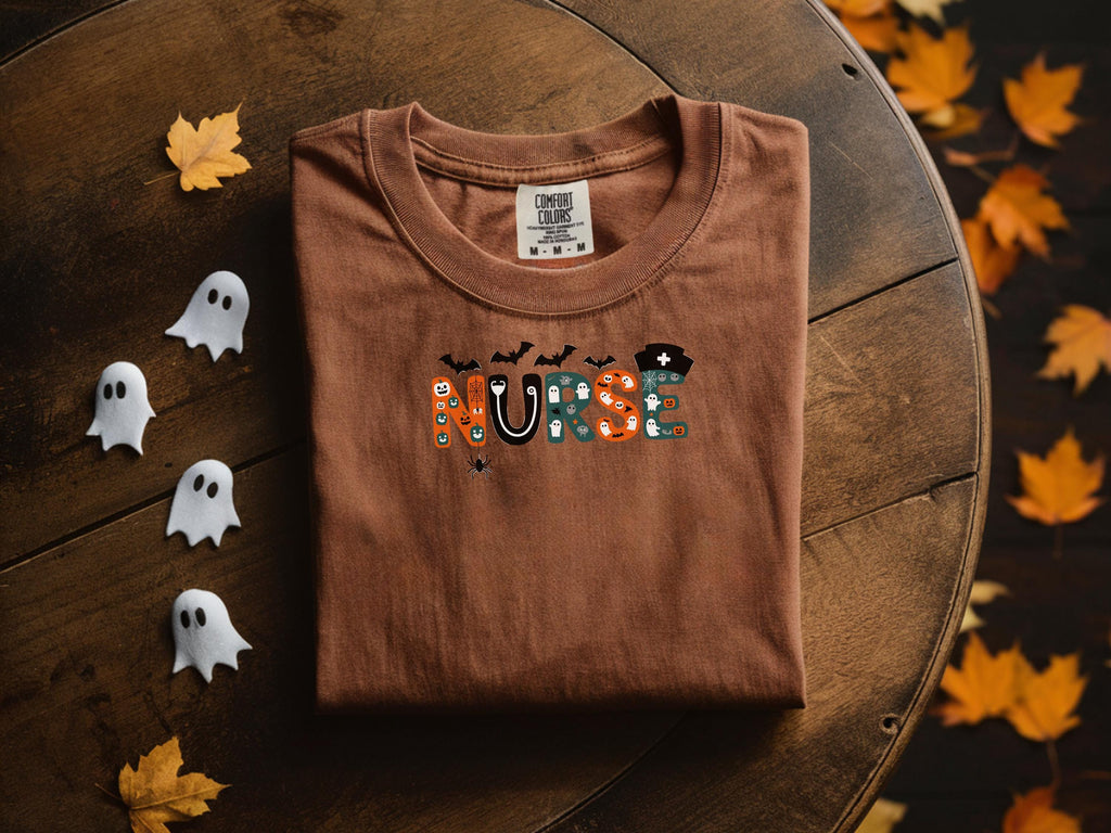 Halloween Nurse Shirt, Cute Spooky Letter NURSE Sweatshirt, Fall RN Shirt for Women, Funny Halloween Gift for Nurse, Ghost RN Top