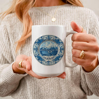 Anchorage Alaska Mug, Custom Delft Style cup, Personalized Vintage Travel City Gift