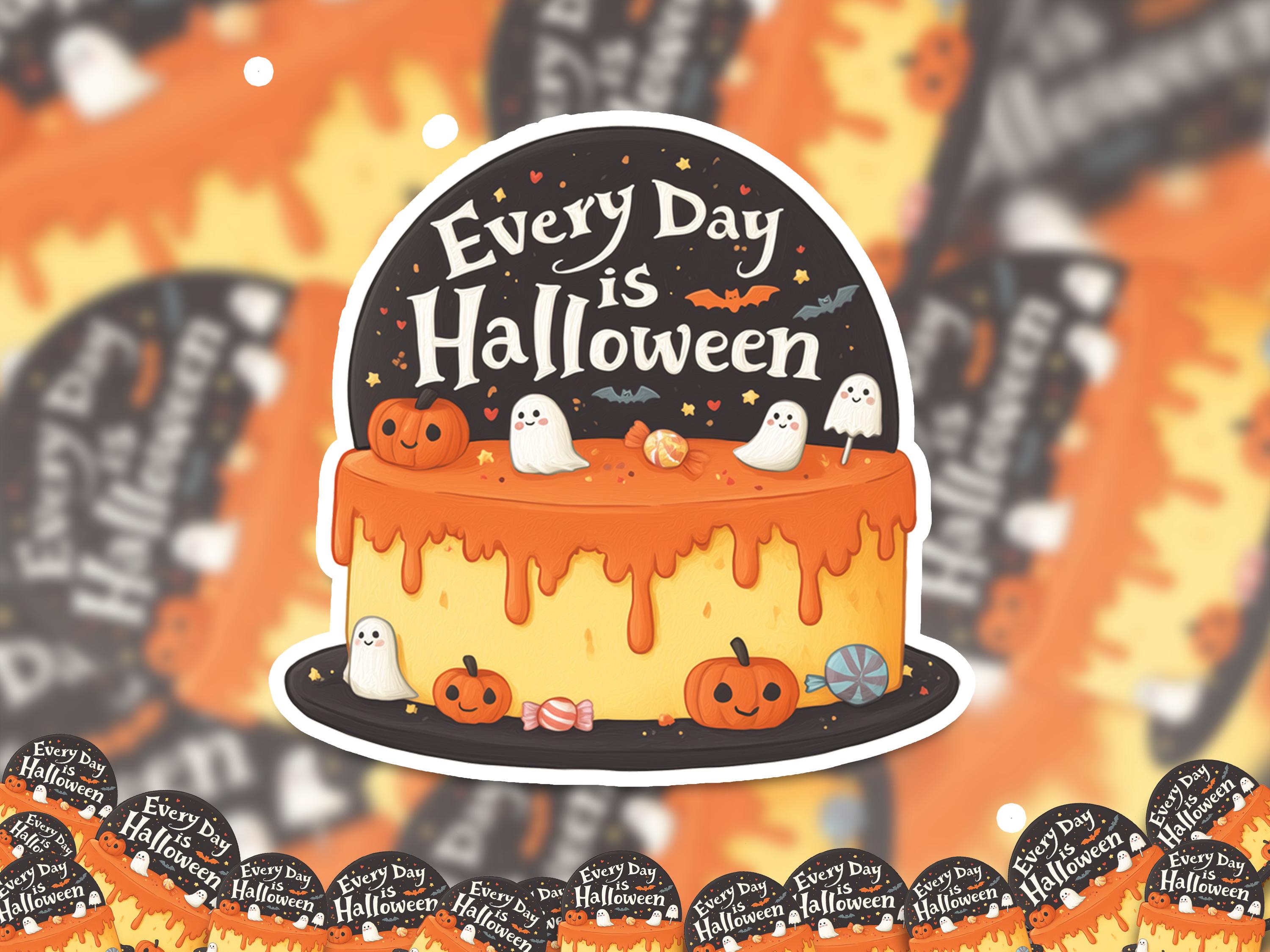 Halloween Sticker: Pumpkin Ghost Cake, Spooky Decal