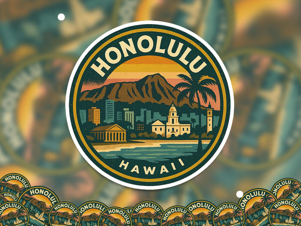 Honolulu Hawaii Kiss-Cut Vinyl, US Waterproof Decal, Retro Travel Lover Collection