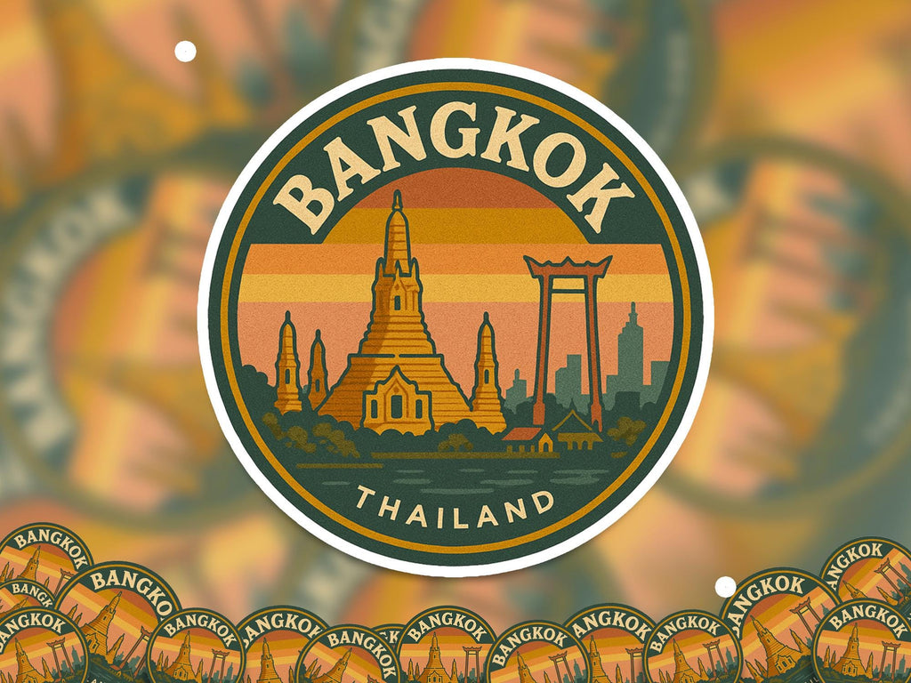 Bangkok Thailand Sticker: Waterproof Kiss cut Vinyl Decal for Laptop, Phone, Tumbler