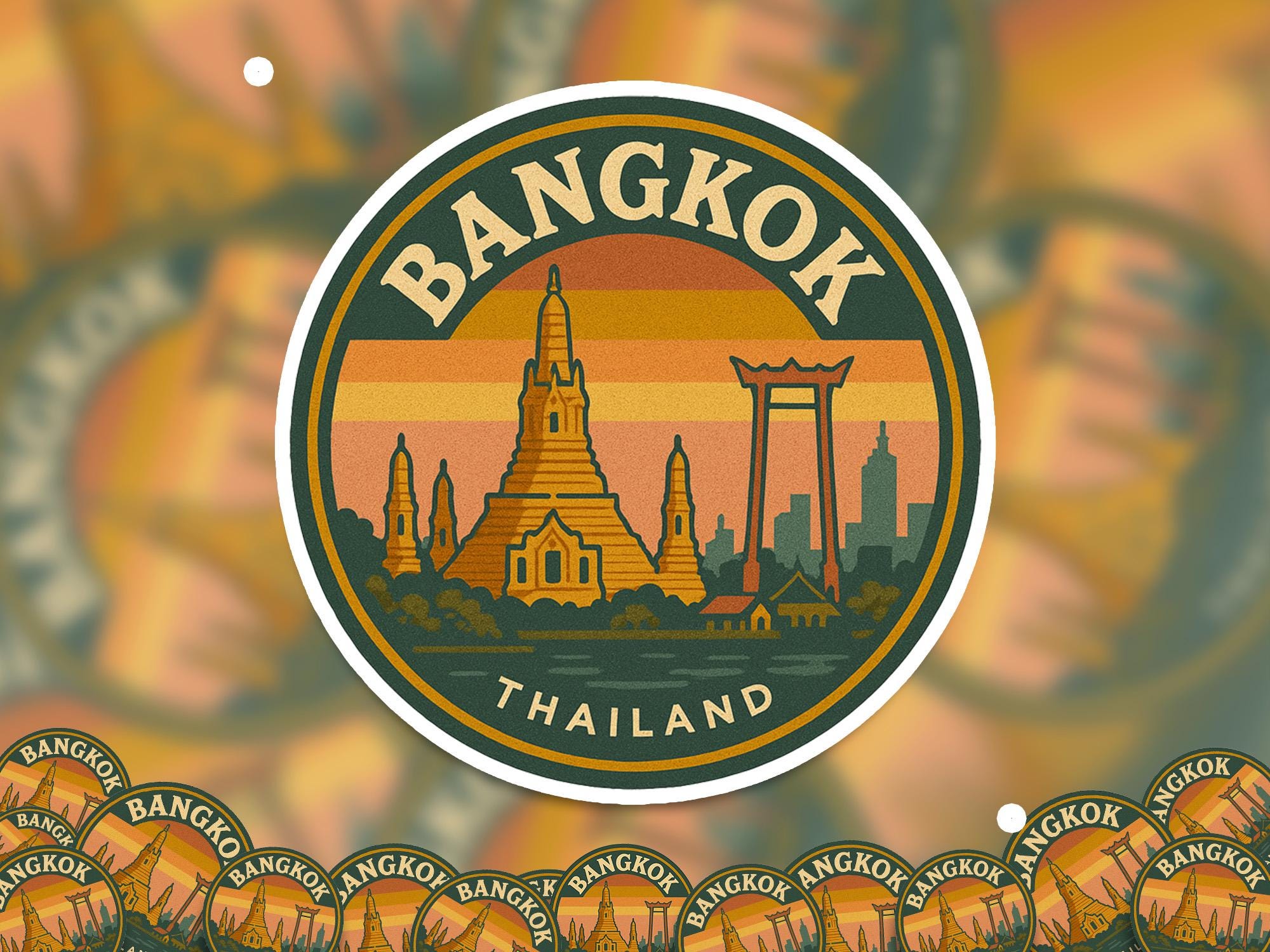 Bangkok Thailand Sticker: Waterproof Kiss cut Vinyl Decal for Laptop, Phone, Tumbler