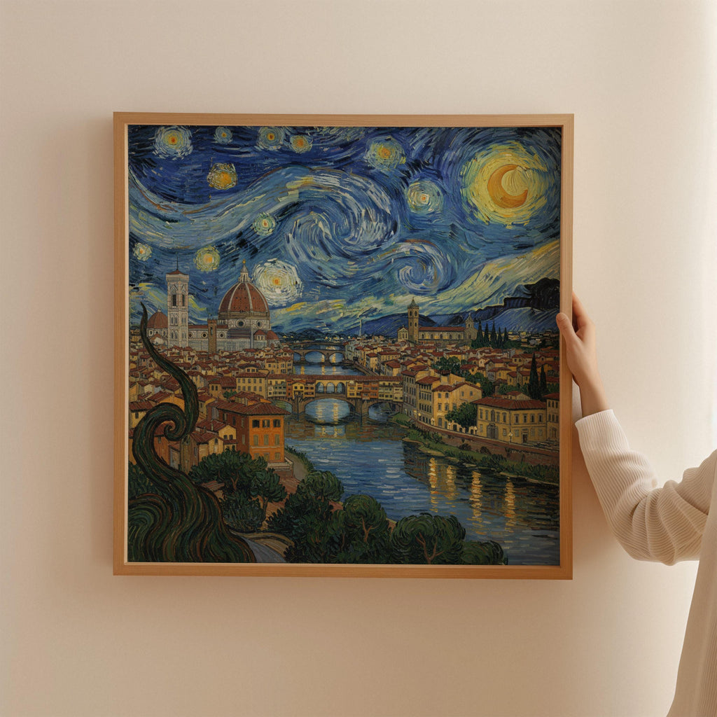 Florence Italy Starry Night Wall Art, Van Gogh Print, Travel Gift Home Decor