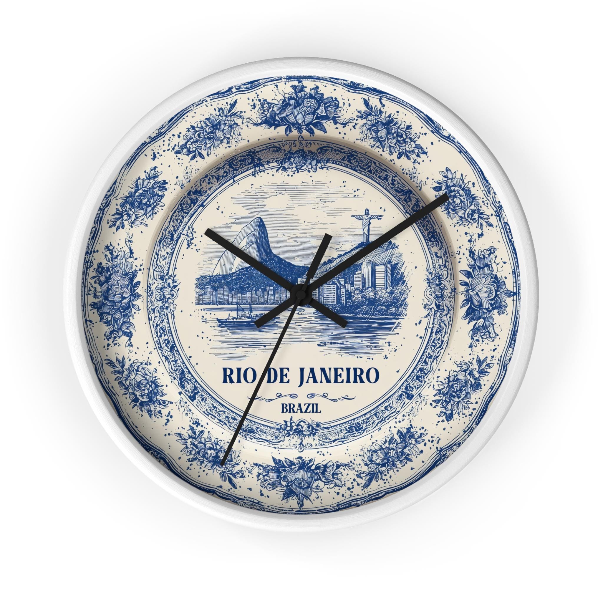 Rio Brazil Wall Clock, Delf style Home Decor, Vintage City Travel Keepsake Art