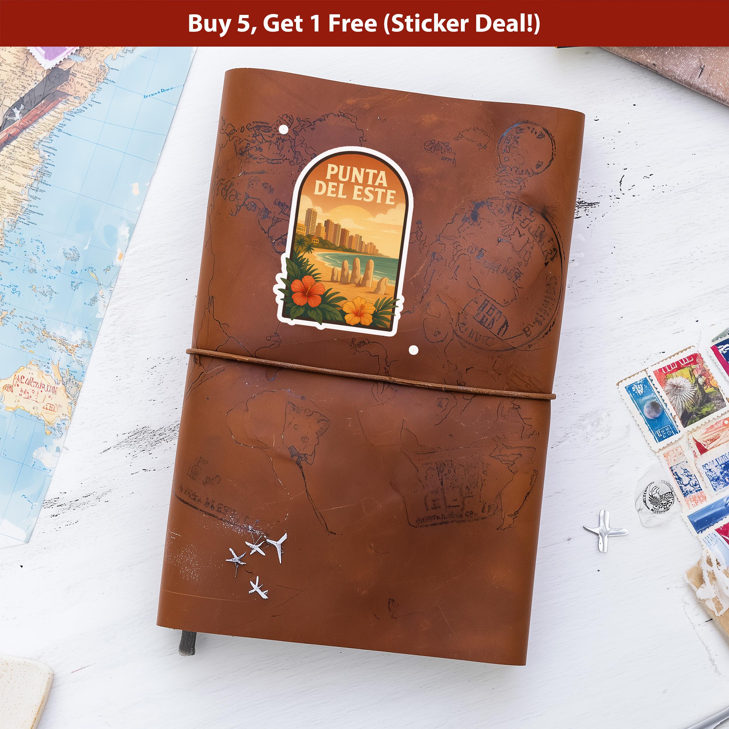 Punta del Este Uruguay Sticker, Vintage City Vinyl Decal, Retro Travel Lover Collection, Journal Scrapbook