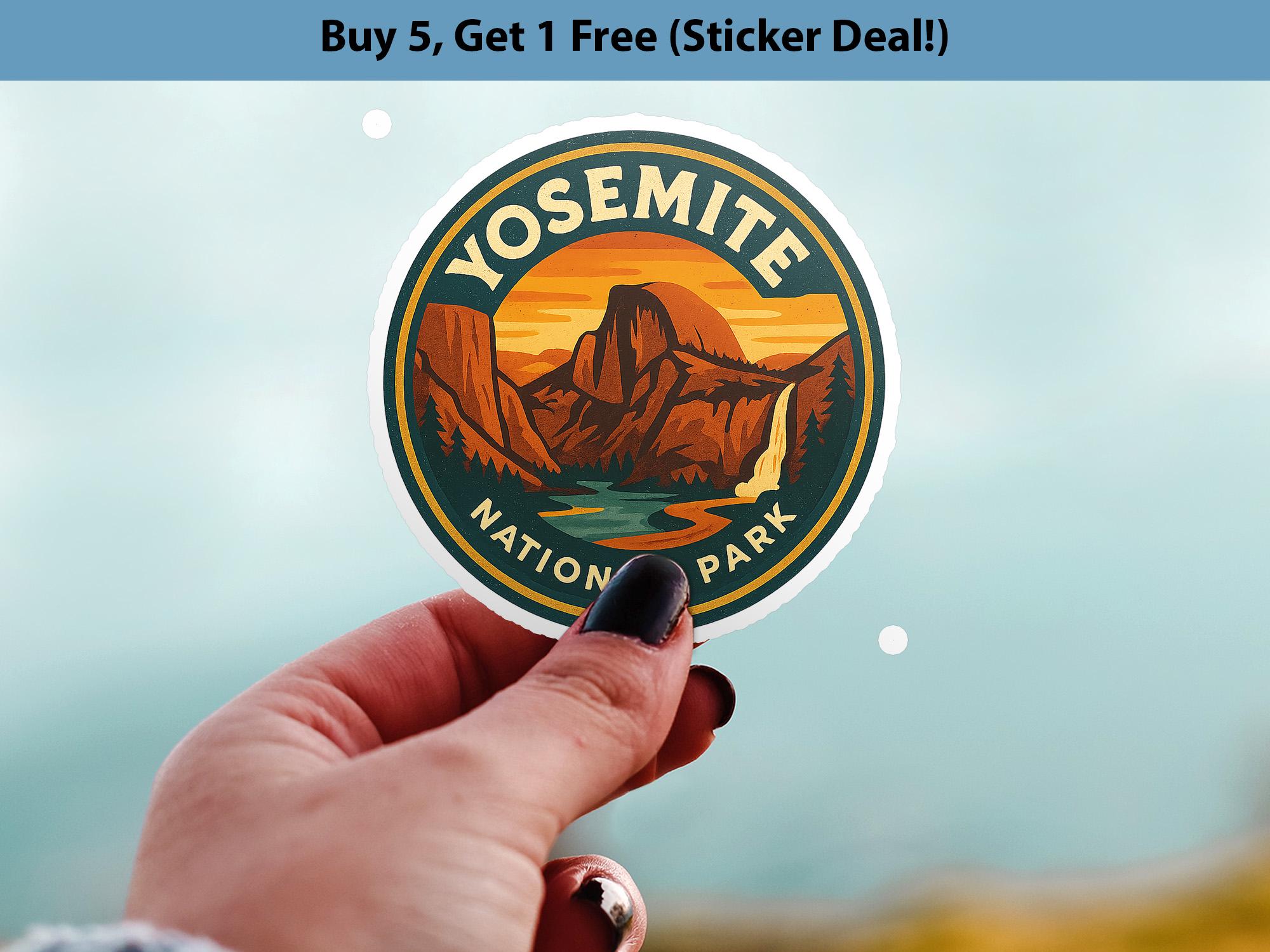 Yosemite National Park Sticker, Vintage Kiss-Cut Vinyl, Waterproof Decal, Retro Travel Lover Collection