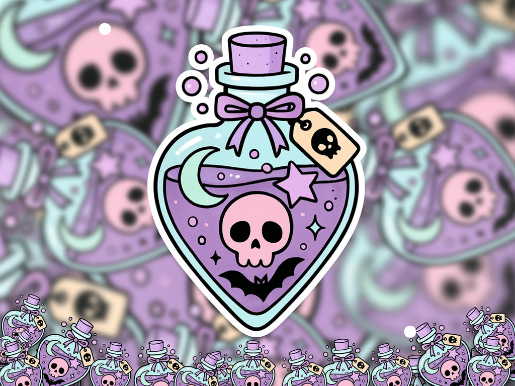 Halloween Pastel Goth Potion Sticker, Cute  Kawaii Halloween Spooky Vinyl Decal