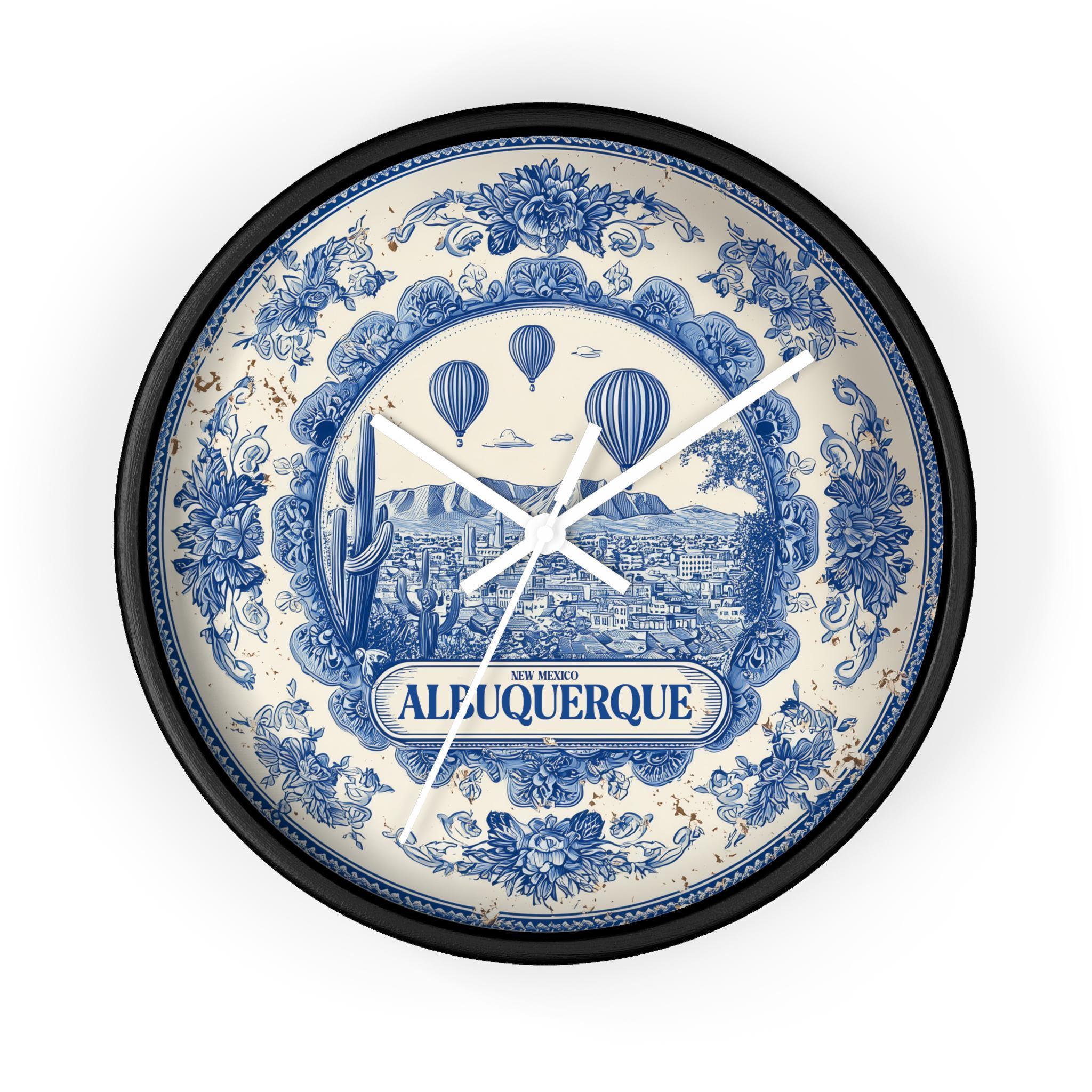 Albuquerque New Mexico Wall Clock, Delf style Home Decor, Vintage City Travel Keepsake Art
