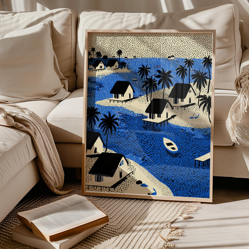 Maldives Wall Art Print, Pop Art Modern Poster Japanese Travel Gift Canvas