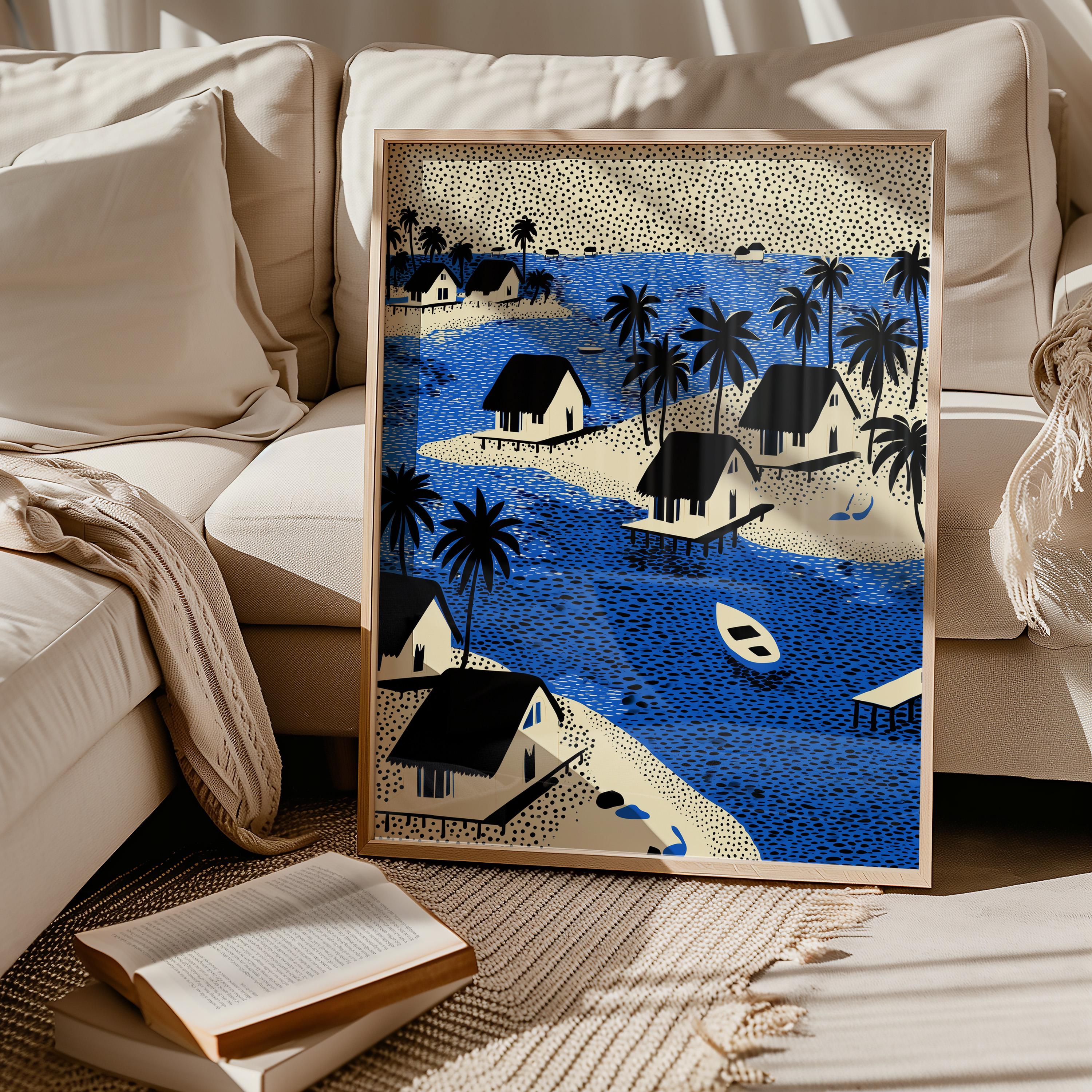 Maldives Wall Art Print, Pop Art Modern Poster Japanese Travel Gift Canvas
